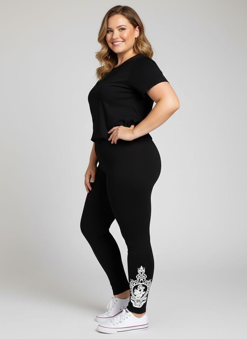 Legging avec motif blanc grande taille (B94)