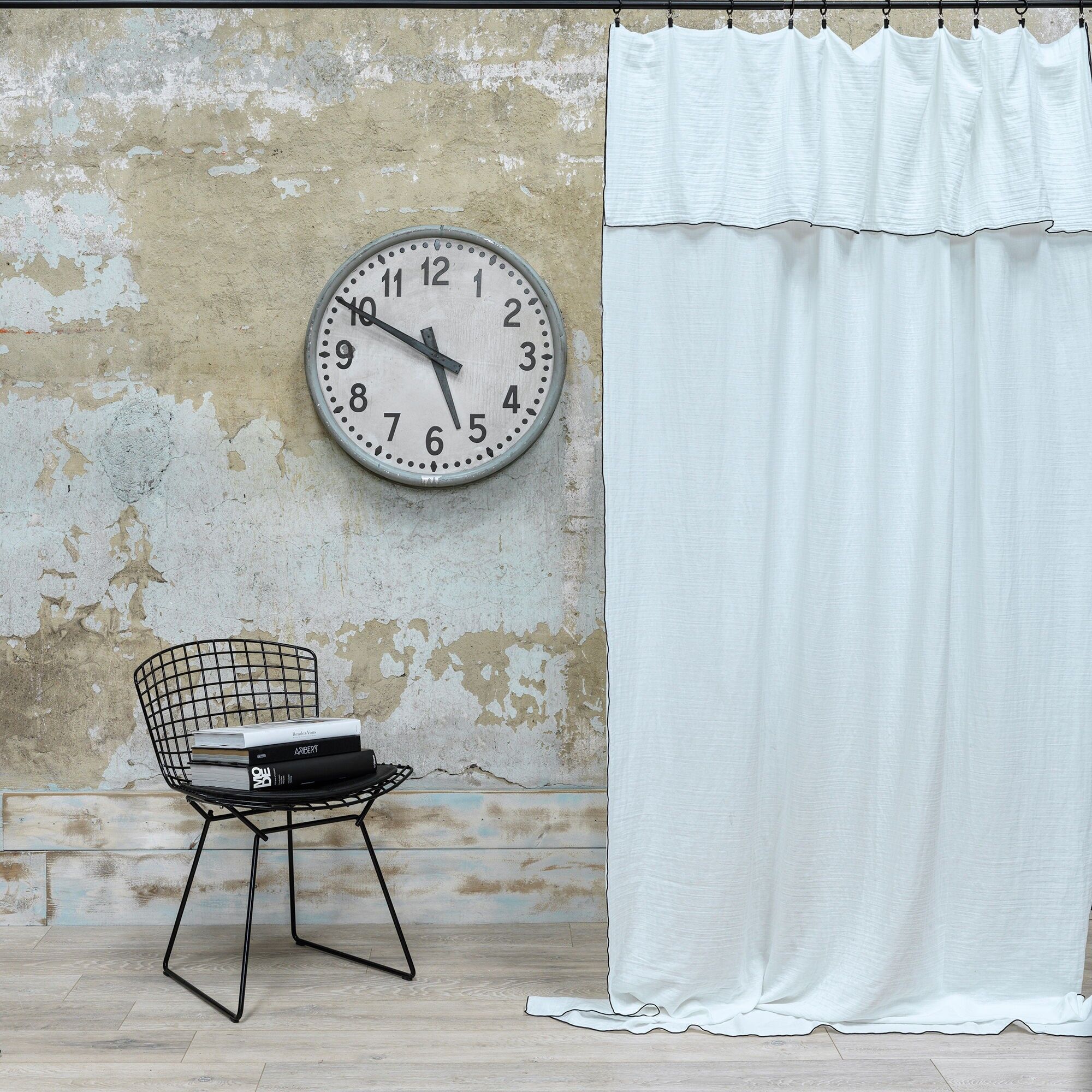 Rideau en gaze de coton bourdon noir 140X270 CM