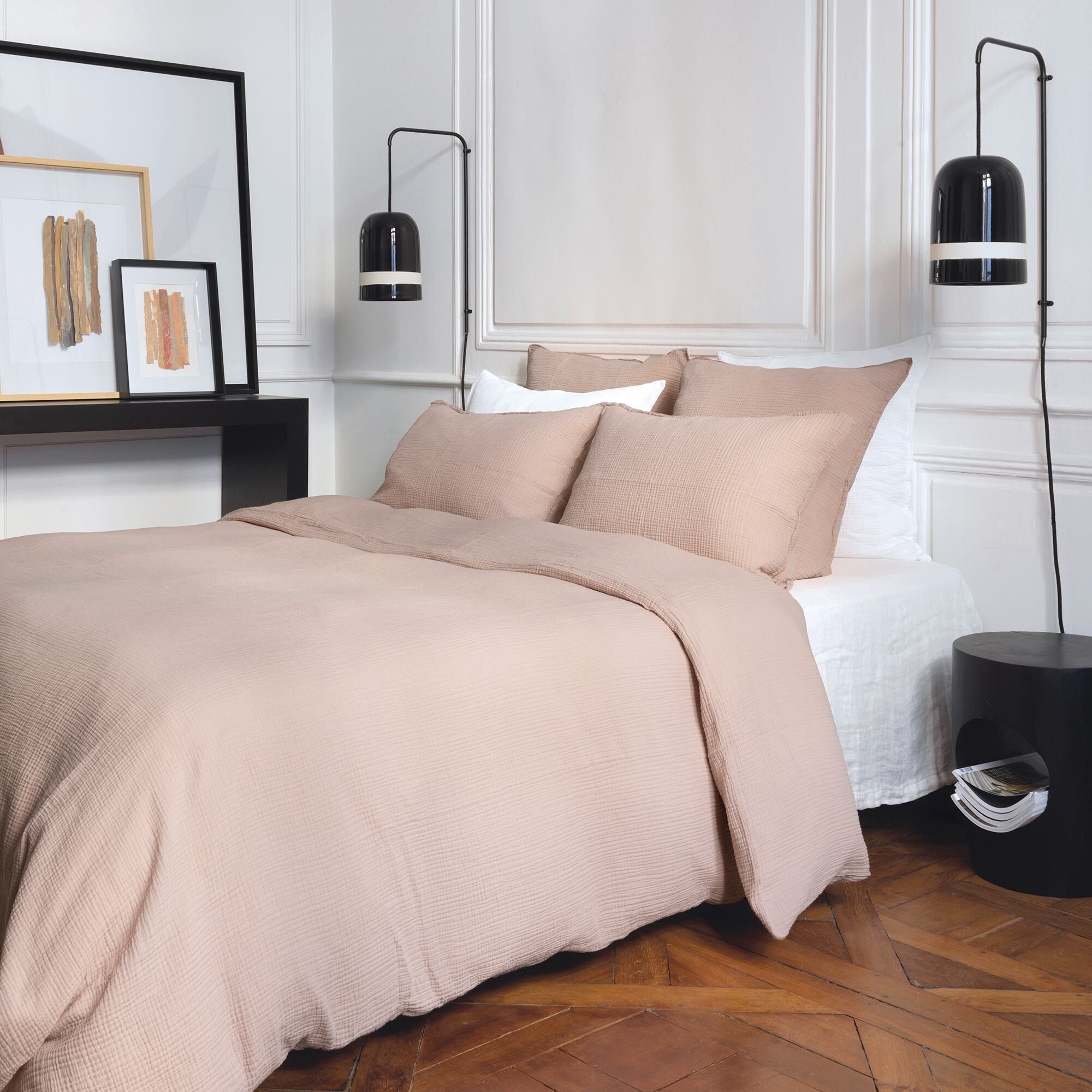 Housse de couette gaze de coton Rose poudrée 240X220 CM