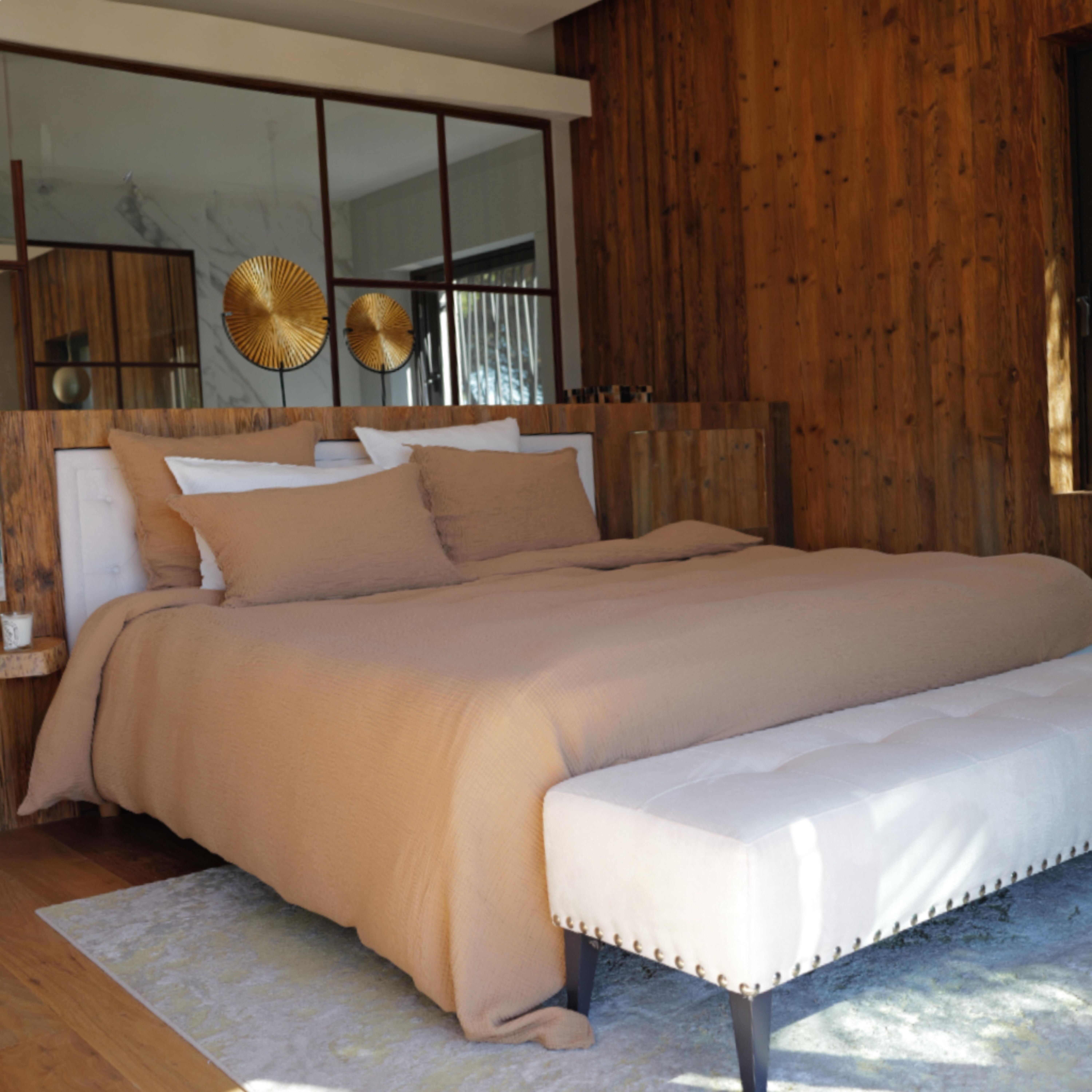 Housse de couette gaze de coton cannelle 240X220 CM