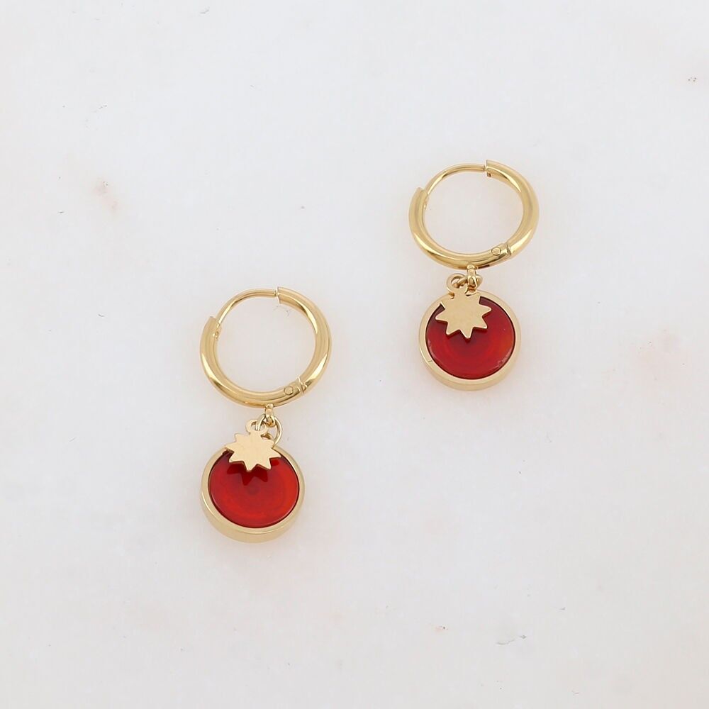 Earrings with round natural stones and a star