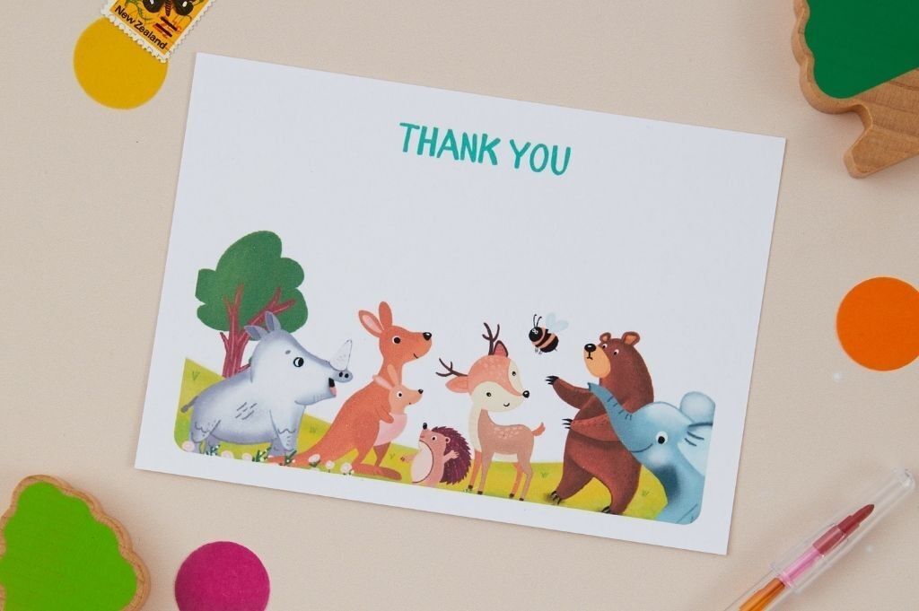 Set di 8 cartoline di ringraziamento Woodland