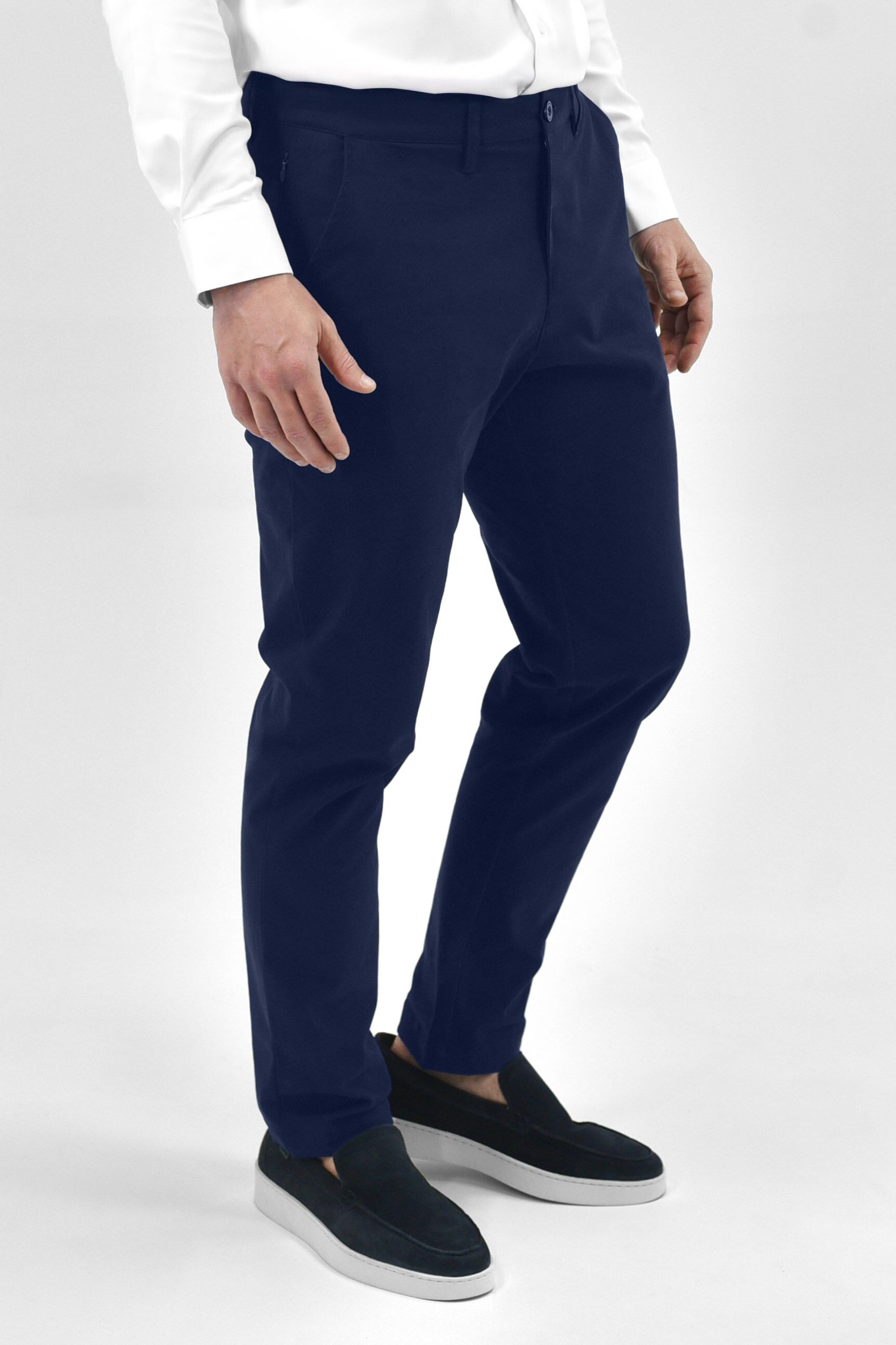 Pantaloni chino/pantaloni da uomo - con tasca nascosta - cotone - blu navy
