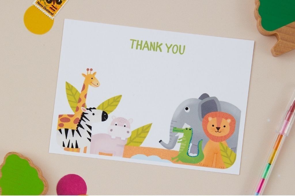 Juego de 8 postales de agradecimiento de Safari