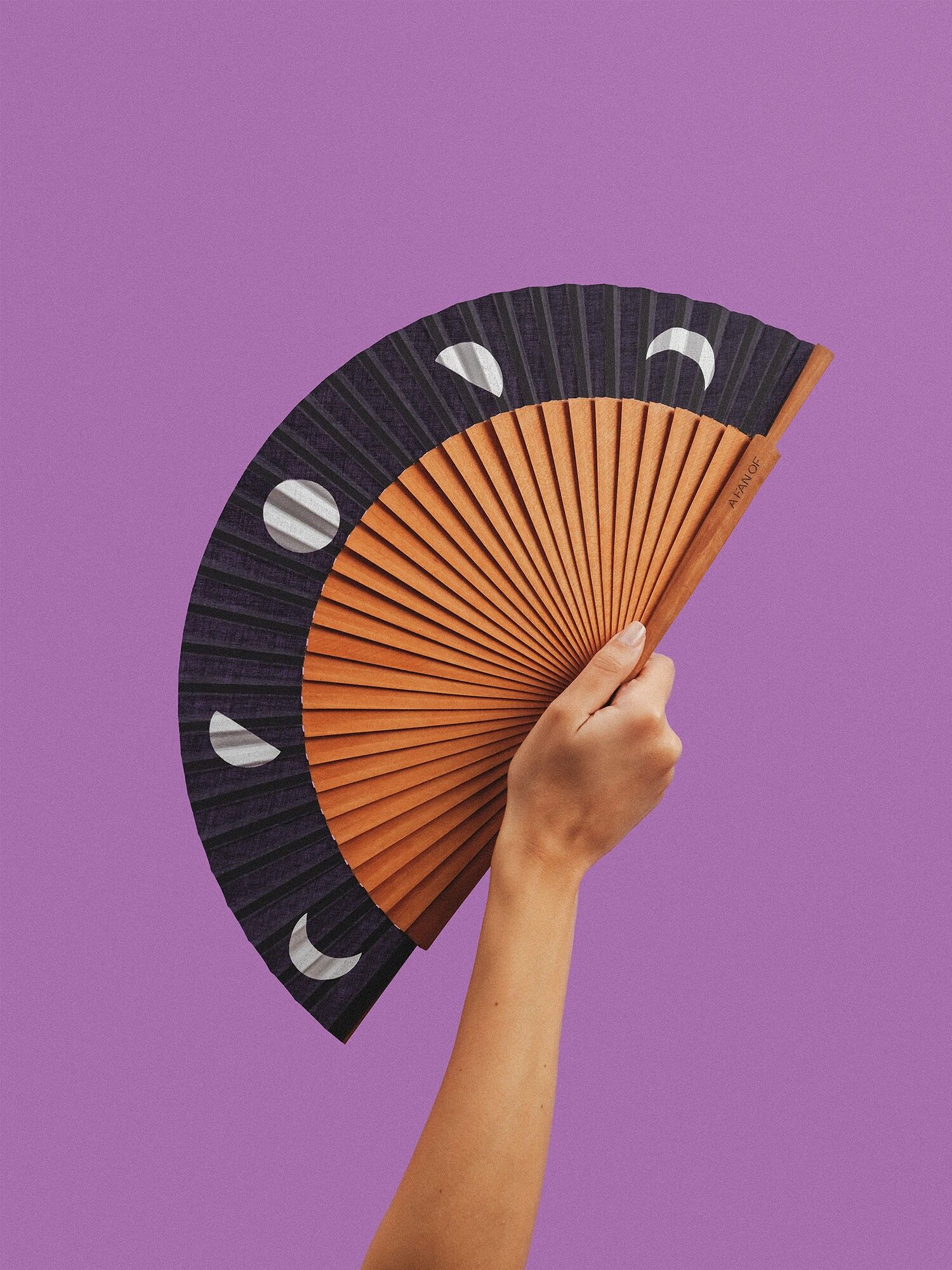 Ventaglio Lunar Ballet - 23 cm - Nero e Argento