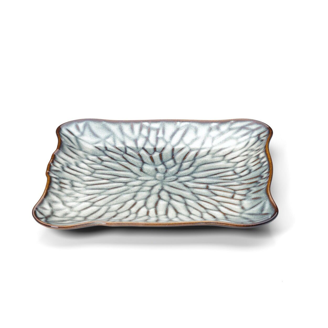 The Lotus Ice Square Plate - Grey Brown - XL