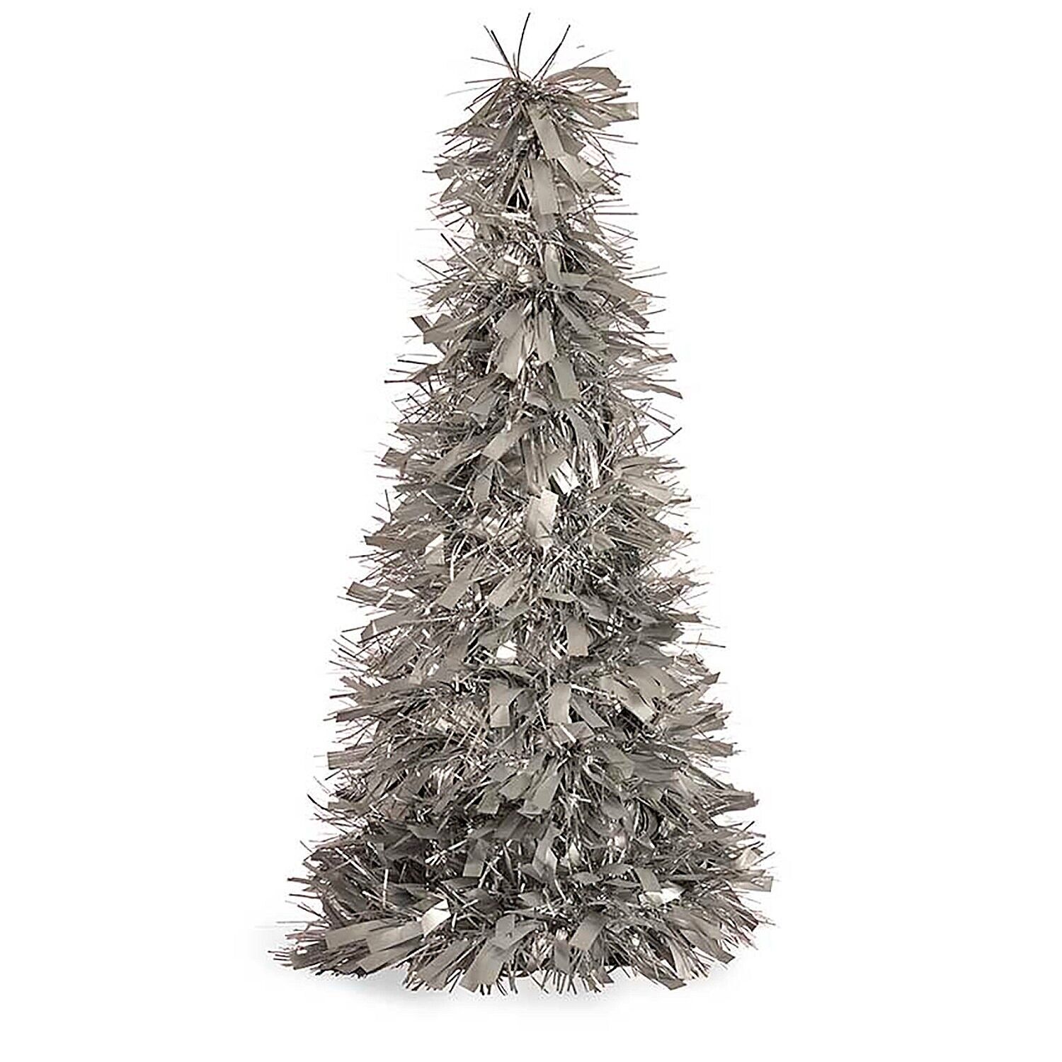 Árbol de Navidad de espumillón mate en color plata. Color:Plata 