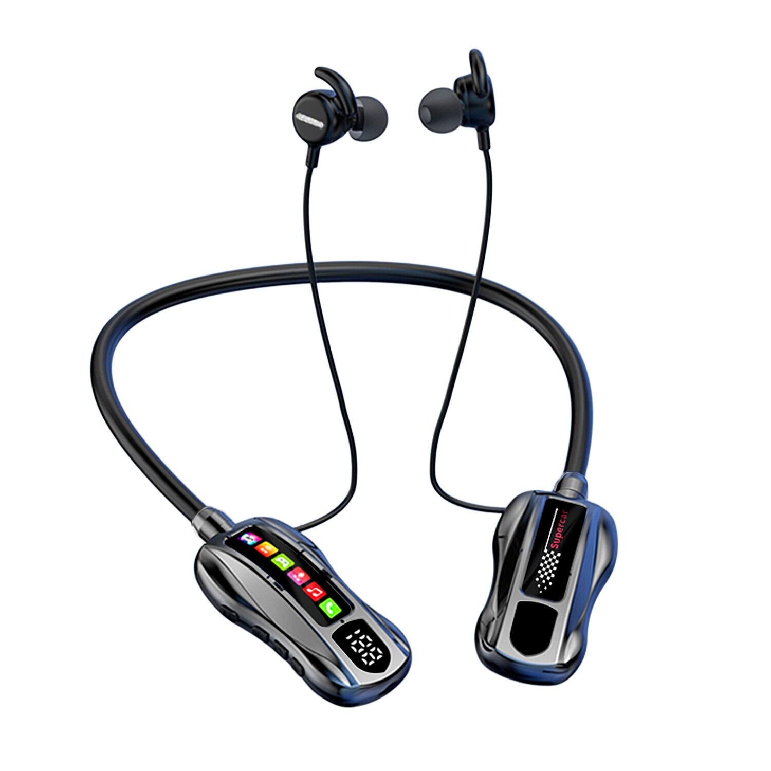 Cuffie con archetto da collo M101S. Funzione di modifica della voce, suono a 360° e riduzione del rumore tramite intelligenza artificiale. Modalità gioco e modalità musica. Bluetooth5.4 e slot TF. Colore: Nero