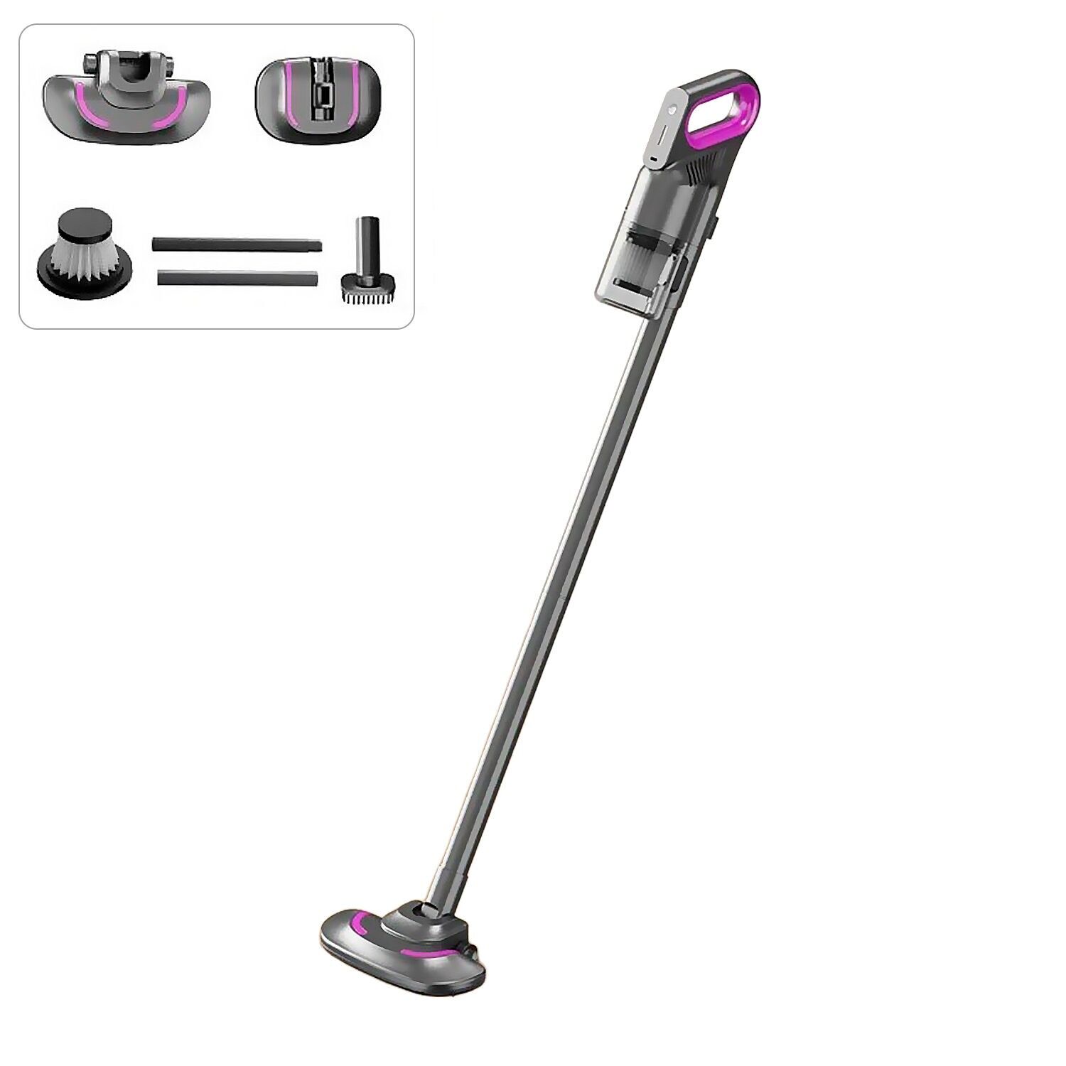 Aspiradora Portátil Inalámbrica multifunción 3 en 1 con 3 niveles de succión y 8,5kPa. Incluye 3 cabezales. Color:Gris 
