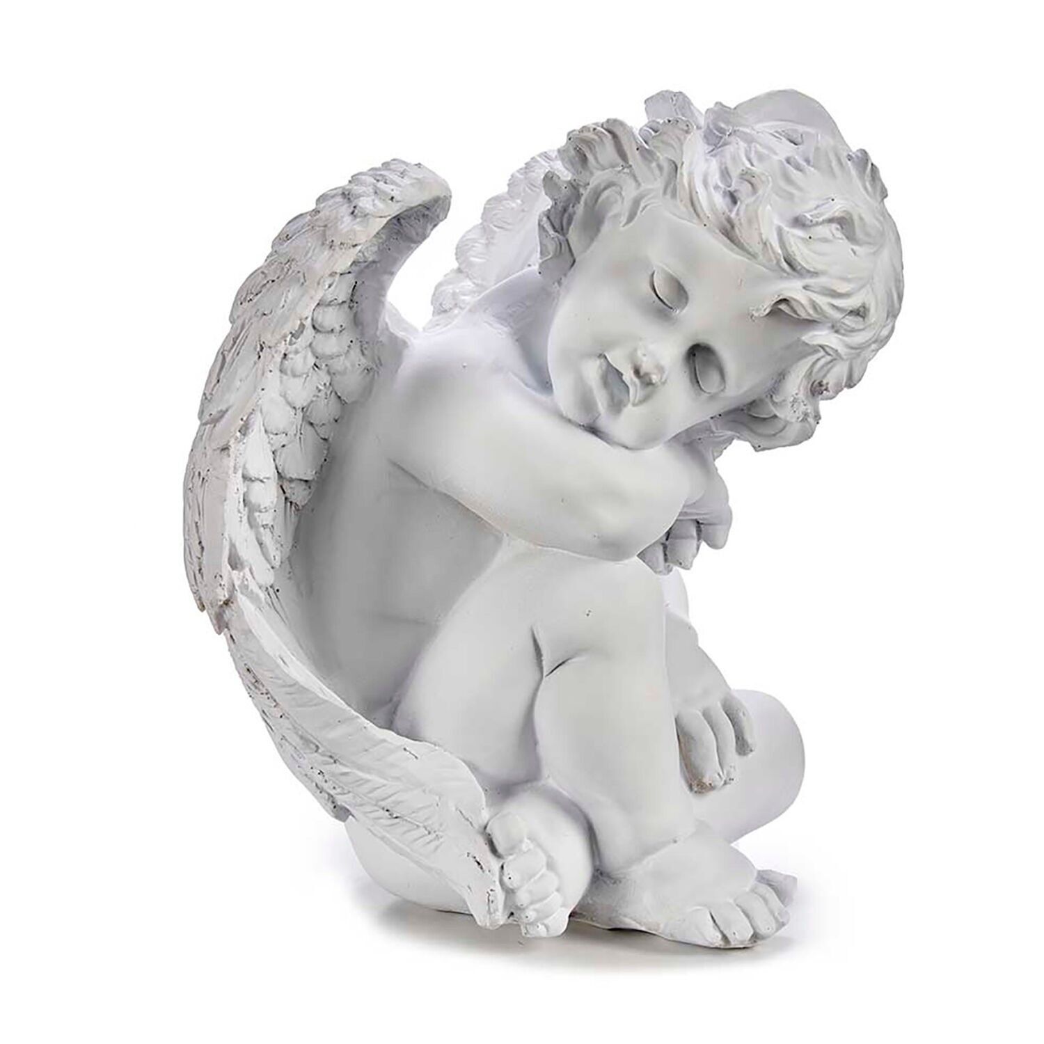 Figura de poliresina diseño angel durmiendo. Color:Blanco 