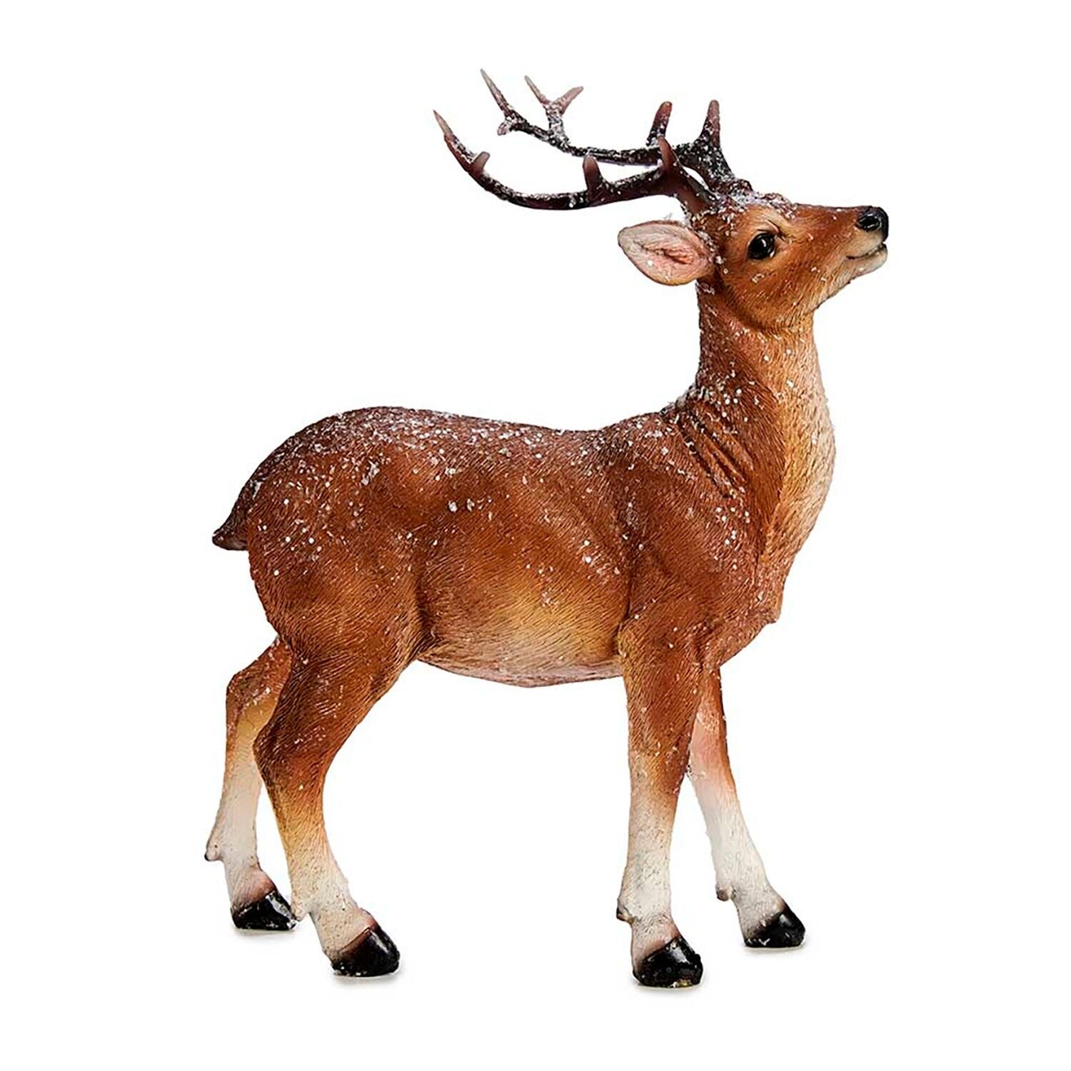 Figura navideña decorativa con diseño de Reno en poliresina. Color:Marrón Blanco