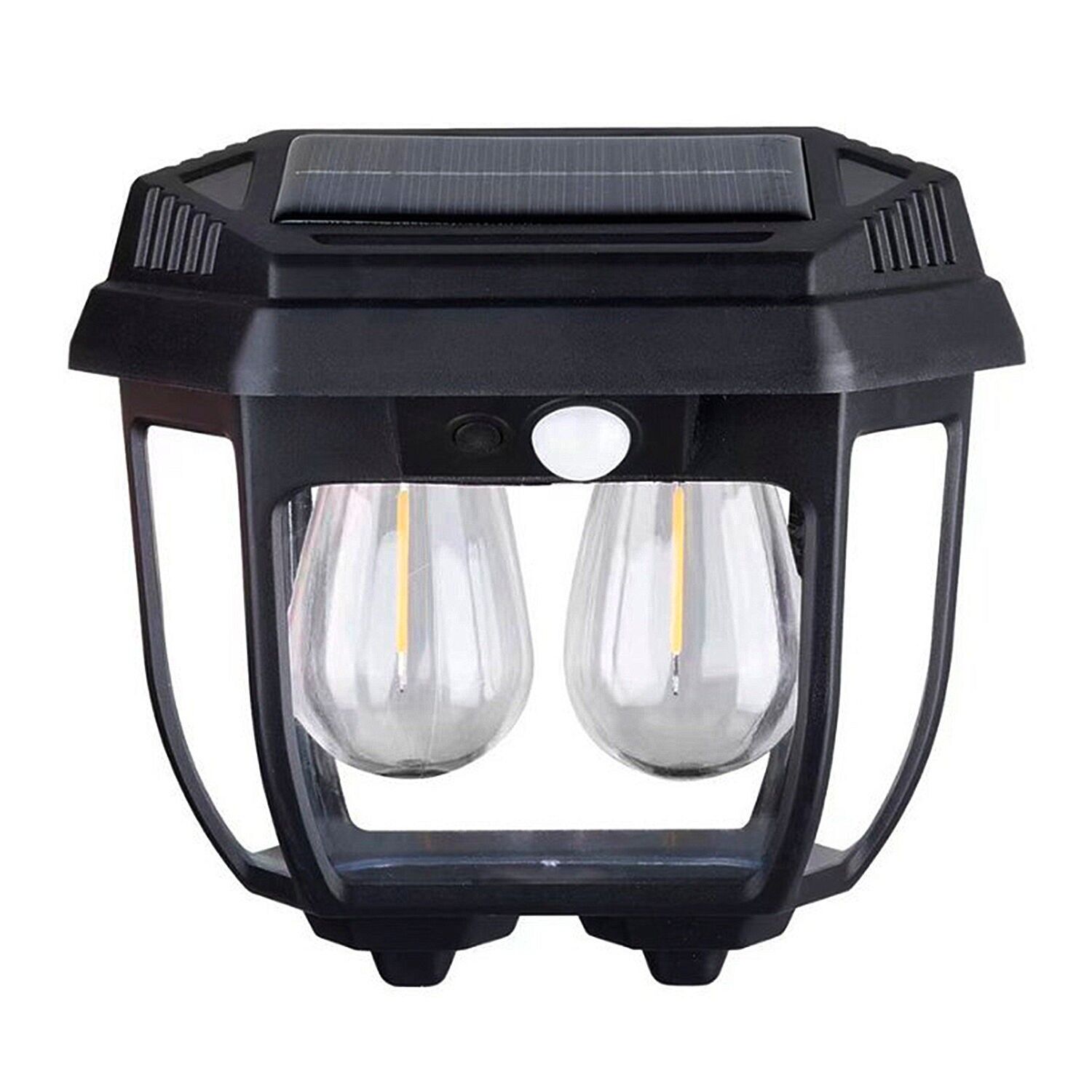 Wandleuchte mit 2 LED-Leuchtmitteln, Solarladefunktion, intelligenter Ladefunktion und Bewegungssensor. 3 Nutzungsmodi mit 1200 mAh, 600 lm und 28 W. Regendicht. Farbe: Schwarz