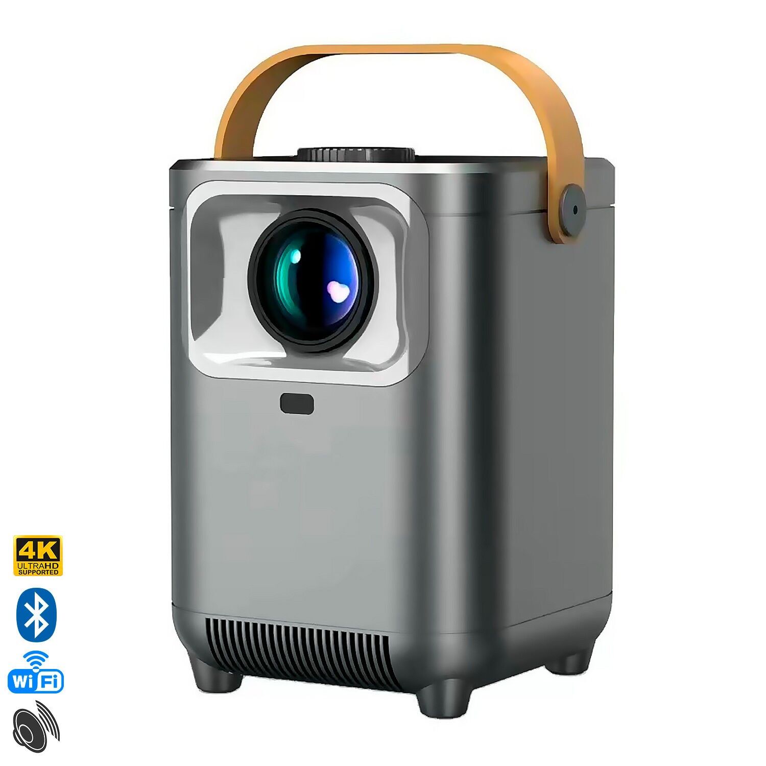 Mini-LCD-Projektor Wifi H1, Bildschirmspiegelung für iOS und Android. USB-Anschluss. 30 bis 200 Zoll, 120 lm, 2000:1. Mit Fernbedienung.Farbe: Dunkelgrau