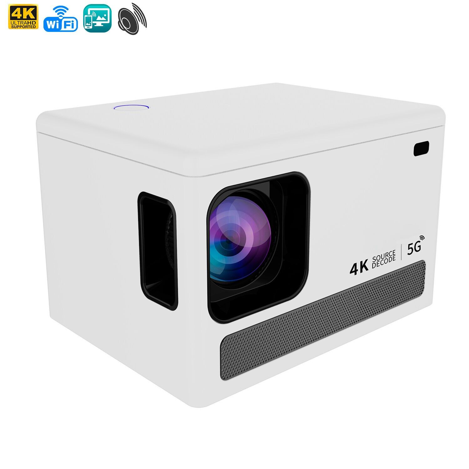 X8 LCD-Projektor, 4K UHD-Unterstützung, Bildschirmspiegelung für iOS und Android.Farbe: Weiß