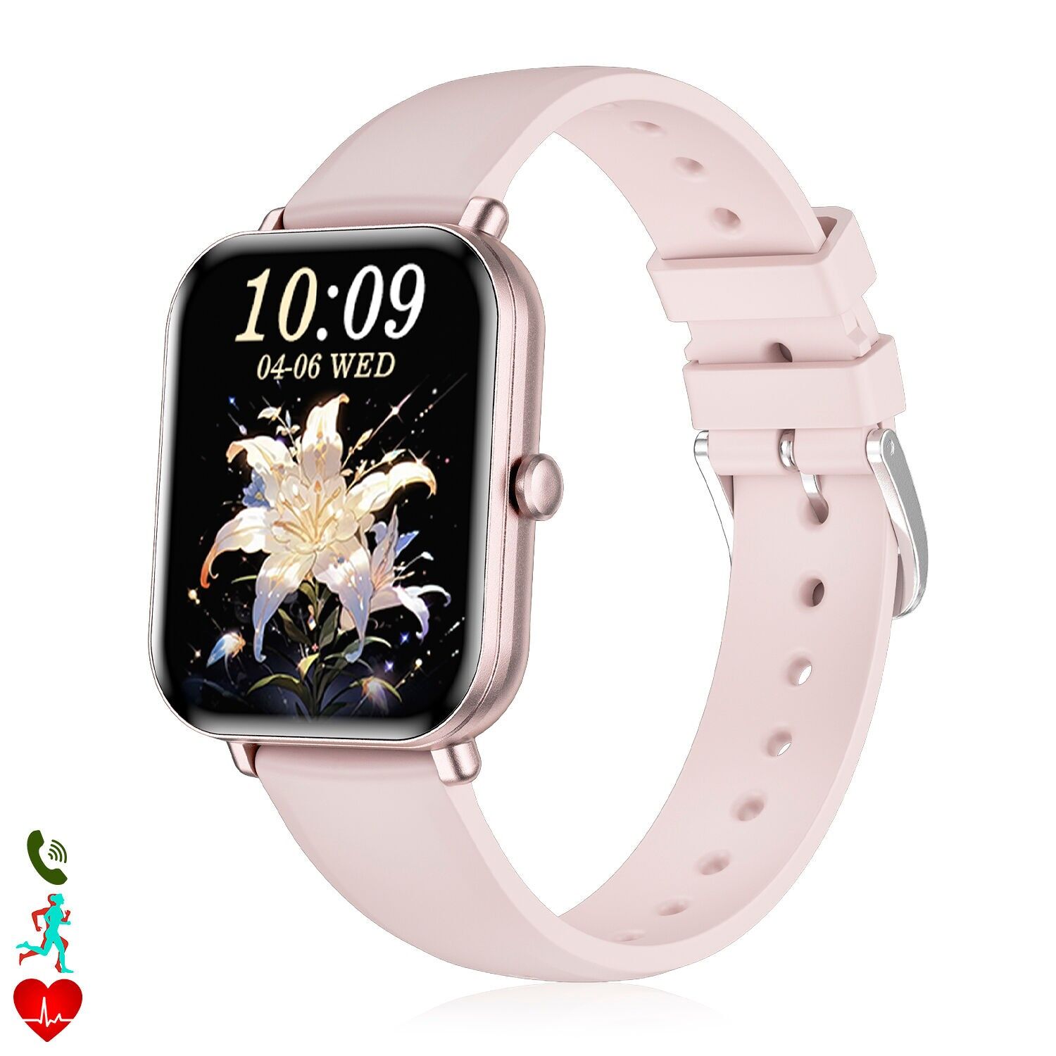 QS01 PRO Smartwatch, Bluetooth-Anrufe, Sprachassistent, Sportmodi und Gesundheitsmonitor. Farbe: Hellrosa