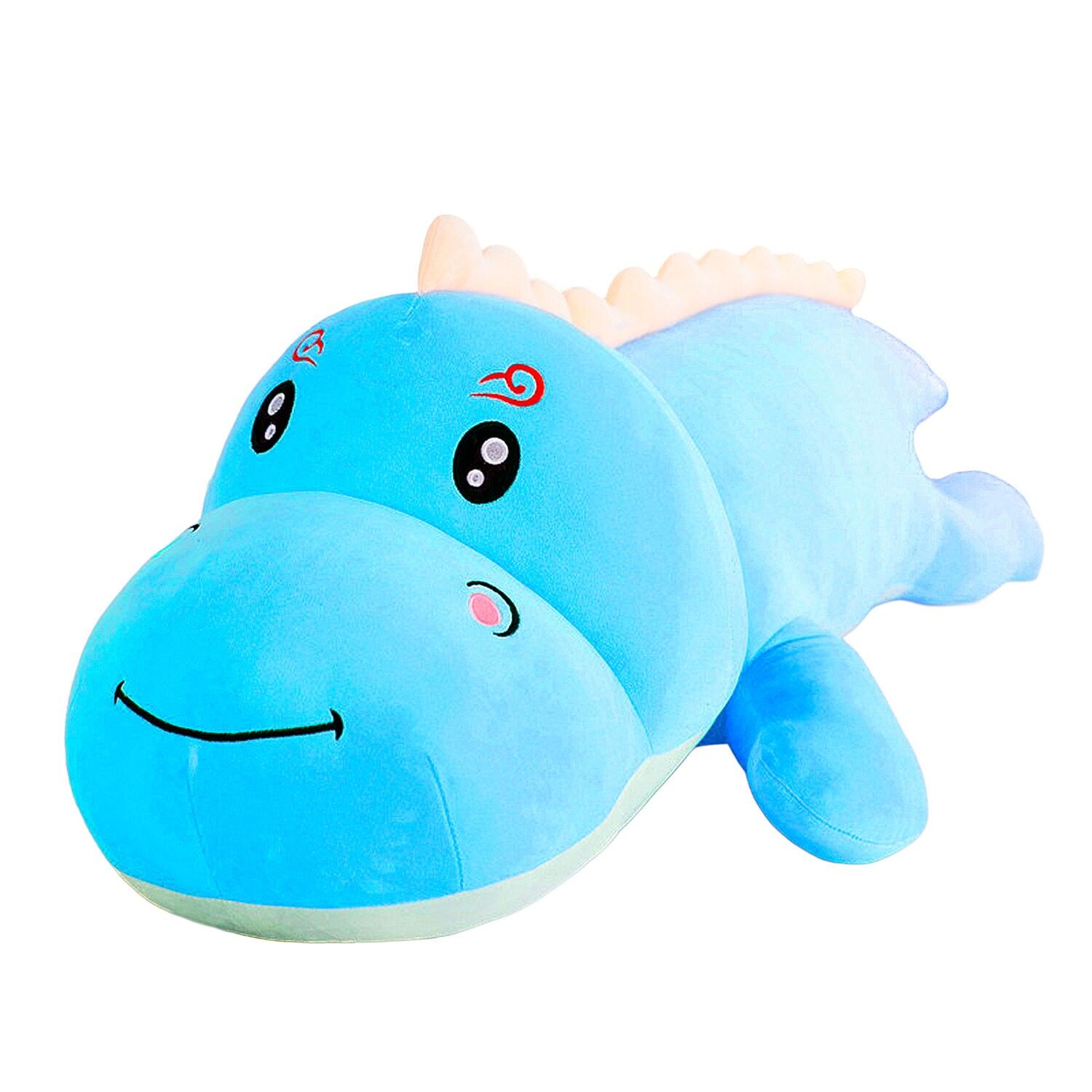 Besonders weiches und flauschiges Kissen mit blauem Dinosaurier-Motiv.