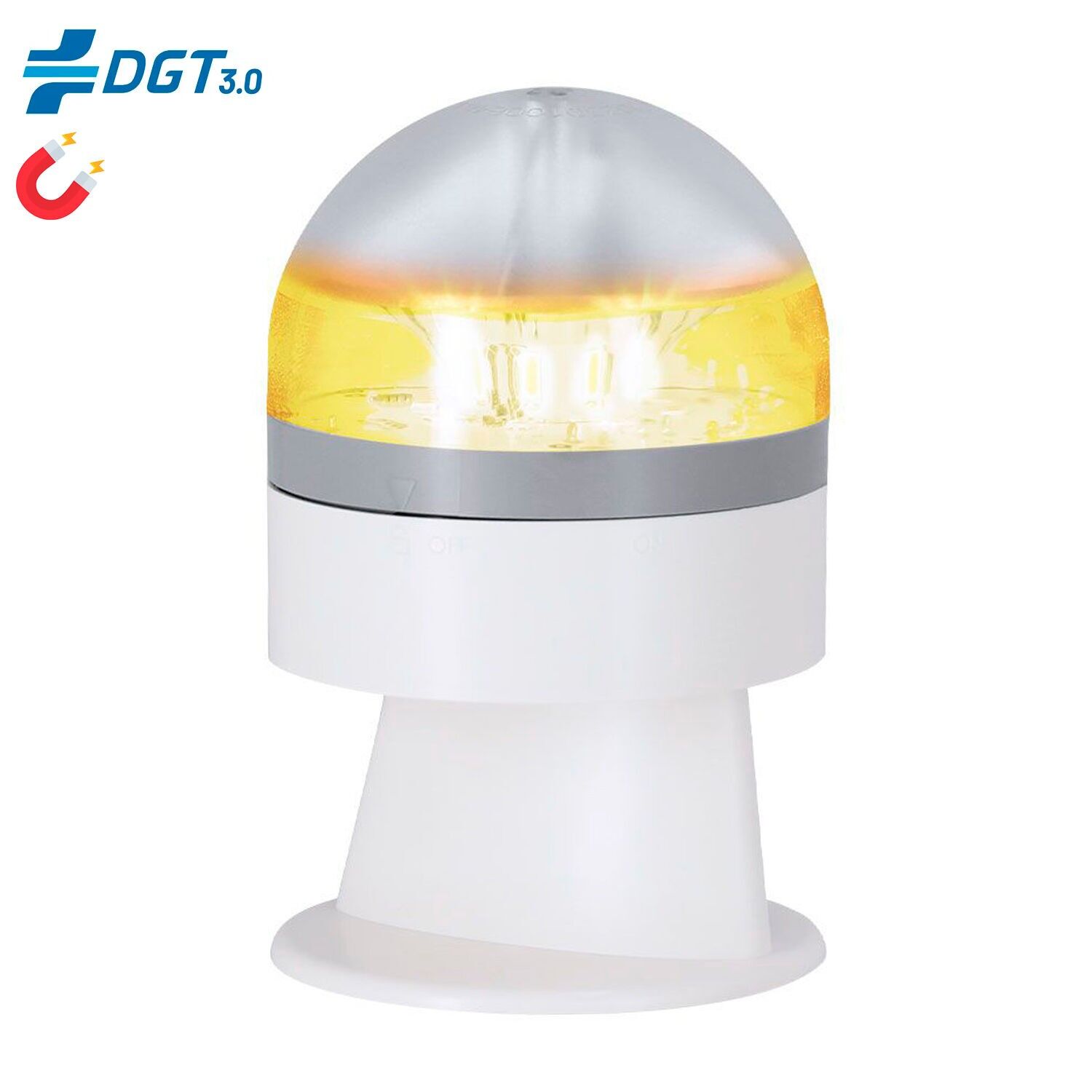 V16 geolokalisierter Busby-Beacon, zugelassen von DGT 3.0, Amber LED 360°, 8 LEDs, 1 km Sichtweite, wasser- und windbeständig, Batterien enthalten.