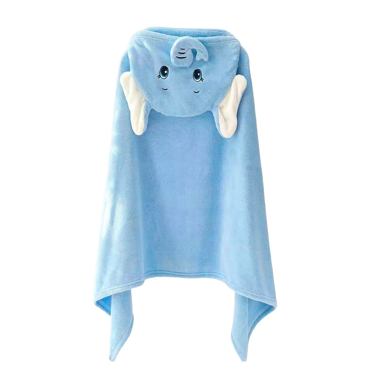 Kapuzenbadedecke für Kinder mit Elefantenmotiv. 70x140 cm.