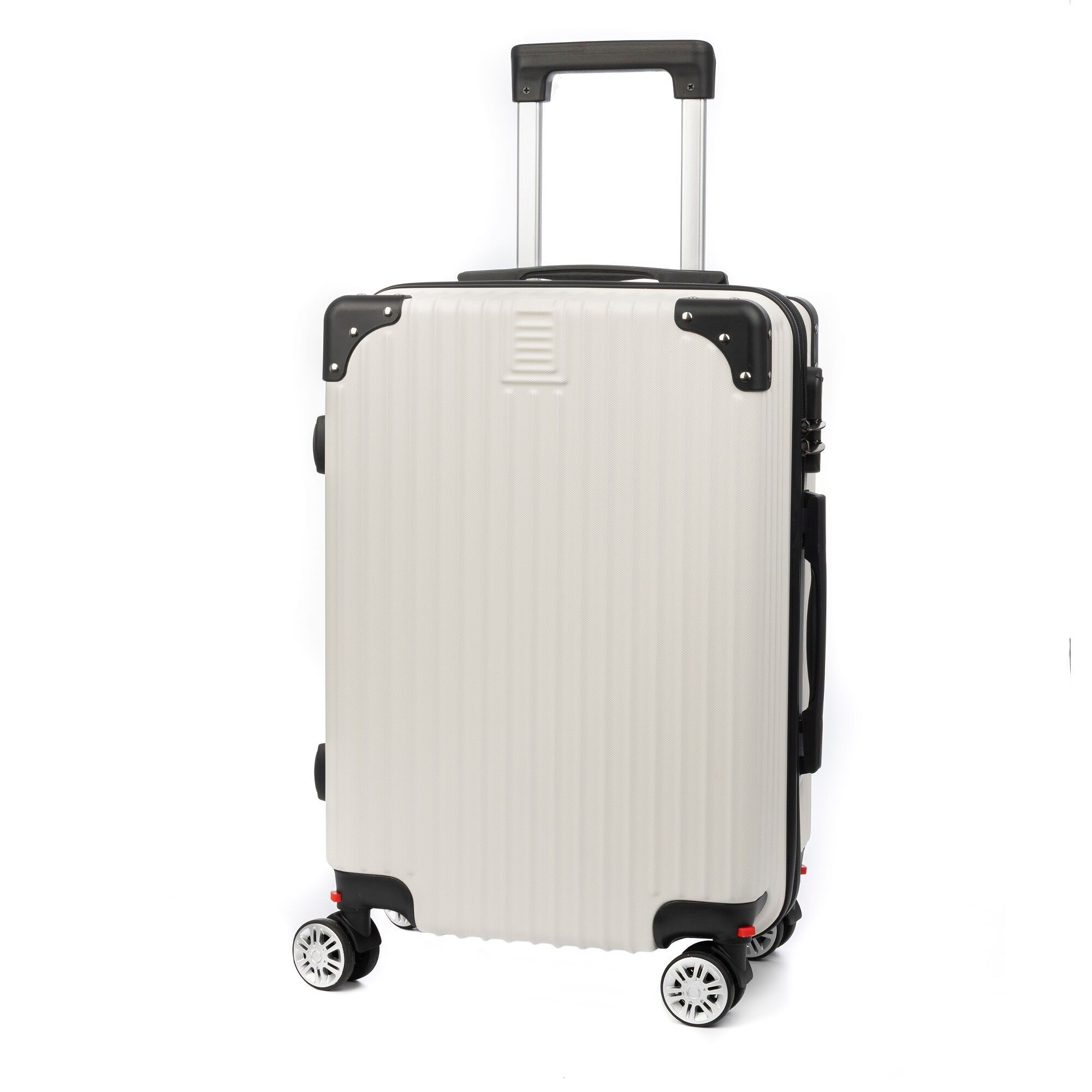 DMAZ0007 Valigia trolley da cabina realizzata in materiale ABS leggero e ad alta resistenza con angoli rinforzati. Serratura numerica e 4 ruote doppie estraibili e girevoli a 360°.