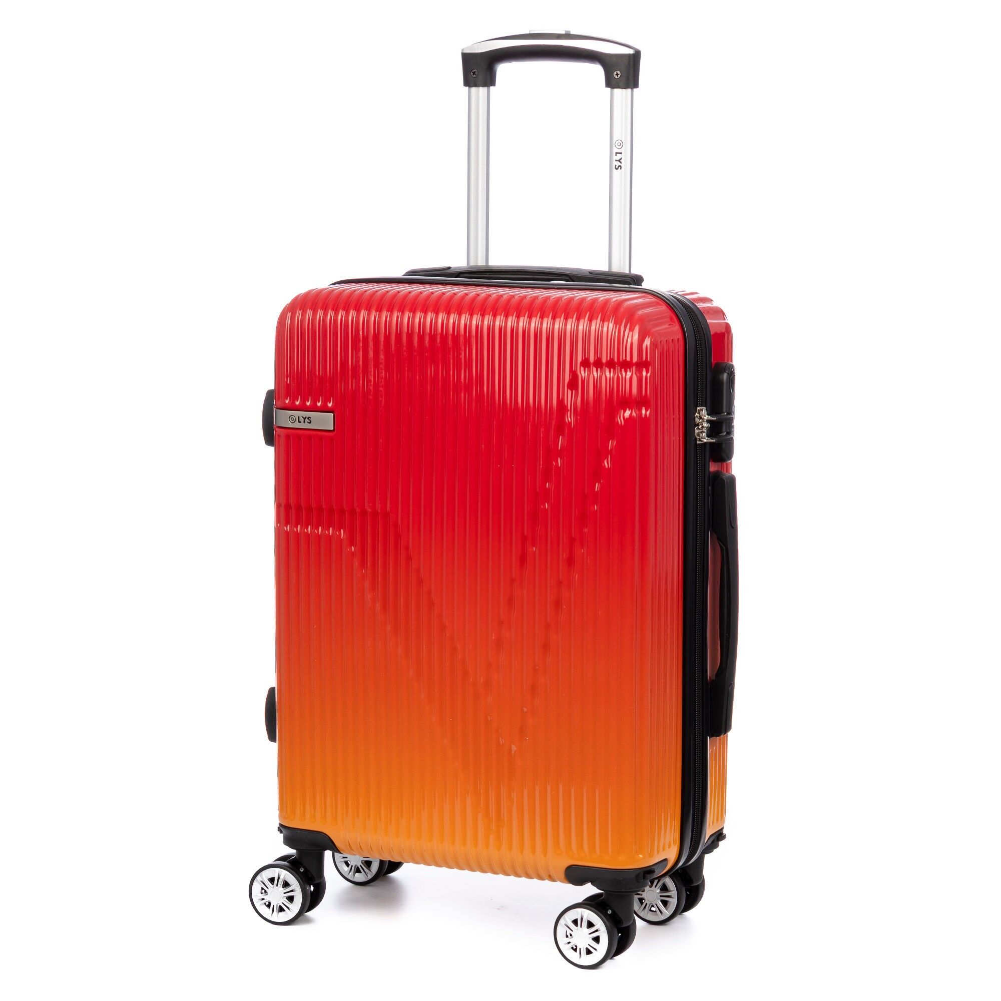 Valigia trolley da cabina in PP antiurto. Serratura numerica, 4 ruote doppie estraibili e girevoli a 360°.