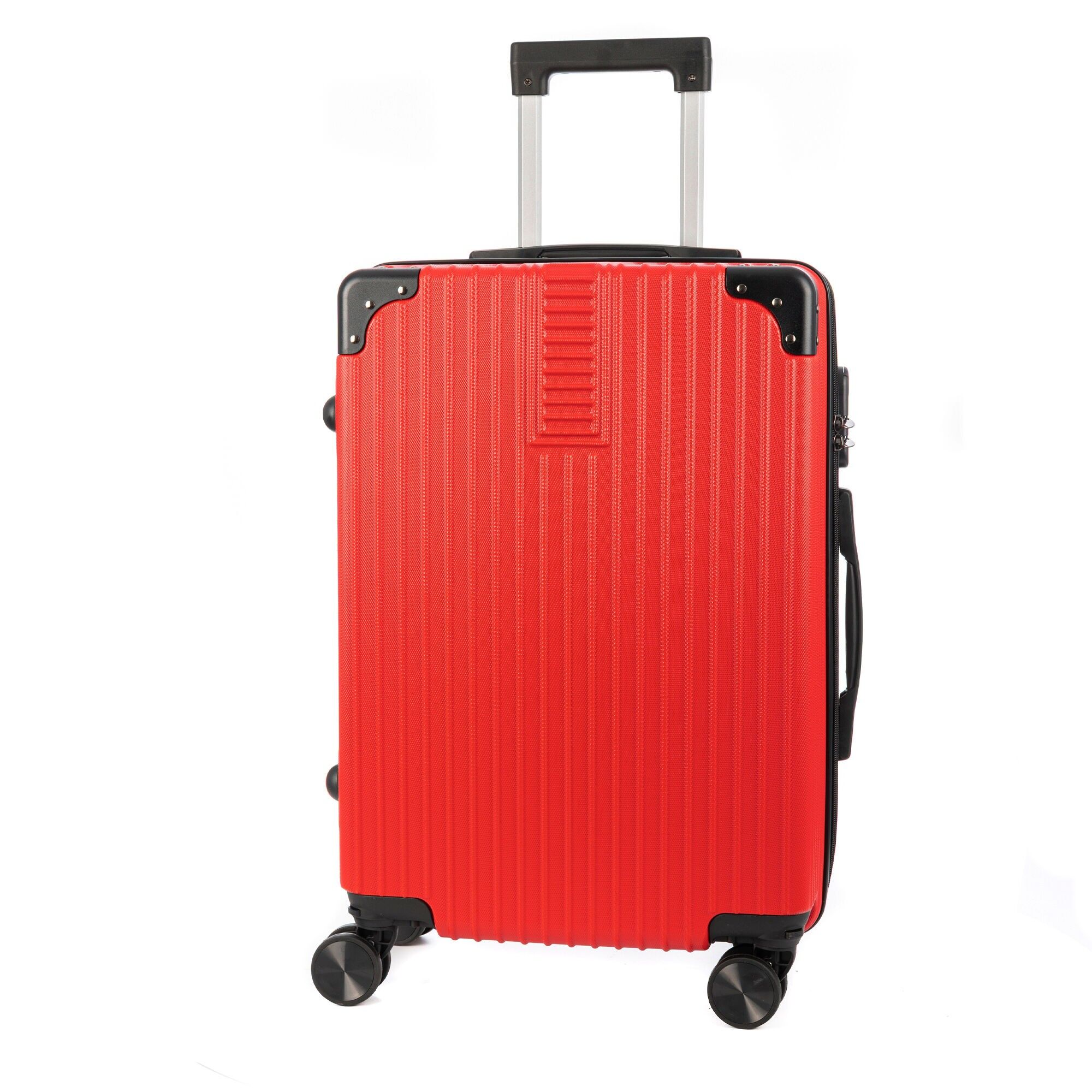 DMAZ0012 Trolley da cabina realizzato in materiale ABS leggero e ad alta resistenza con angoli rinforzati. Serratura numerica e 4 ruote doppie estraibili e girevoli a 360°.