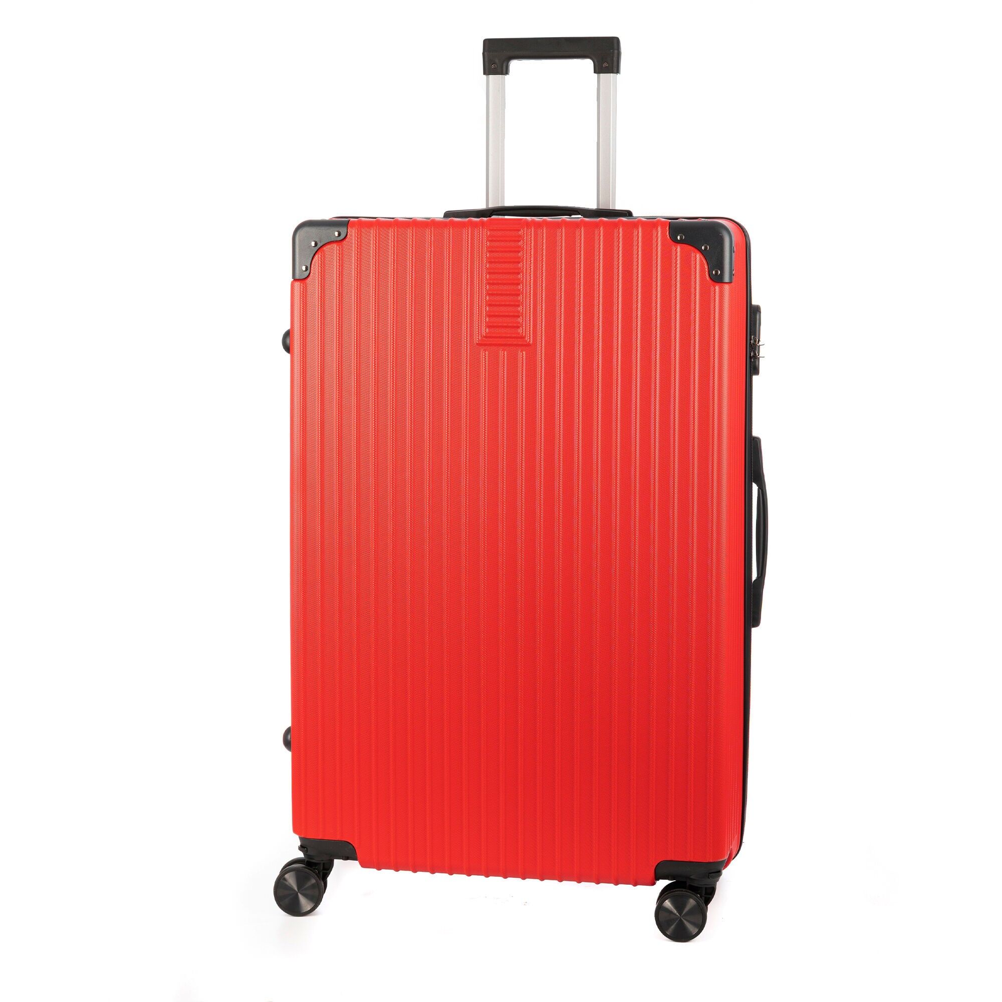 Valigia trolley rigida ultraleggera di grande volume DMAZ0012 realizzata in ABS ad alta resistenza con angoli rinforzati. Serratura numerica e 4 ruote doppie estraibili e girevoli a 360°.