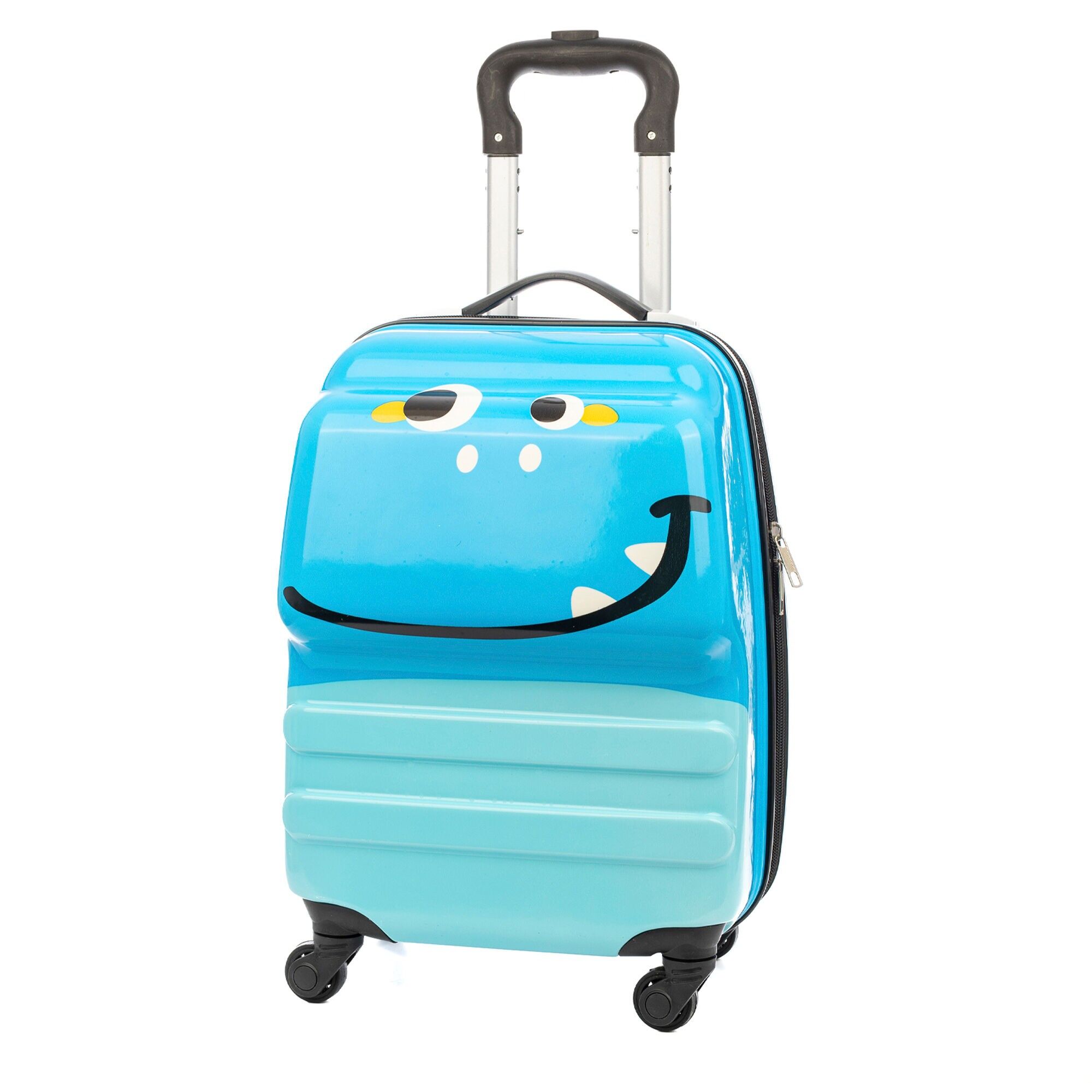 Valise à roulettes pour enfants, fabriquée en ABS léger et très résistant. Avec 4 roues pivotantes à 360°. Conception monstrueuse. 32x23x45 cm.