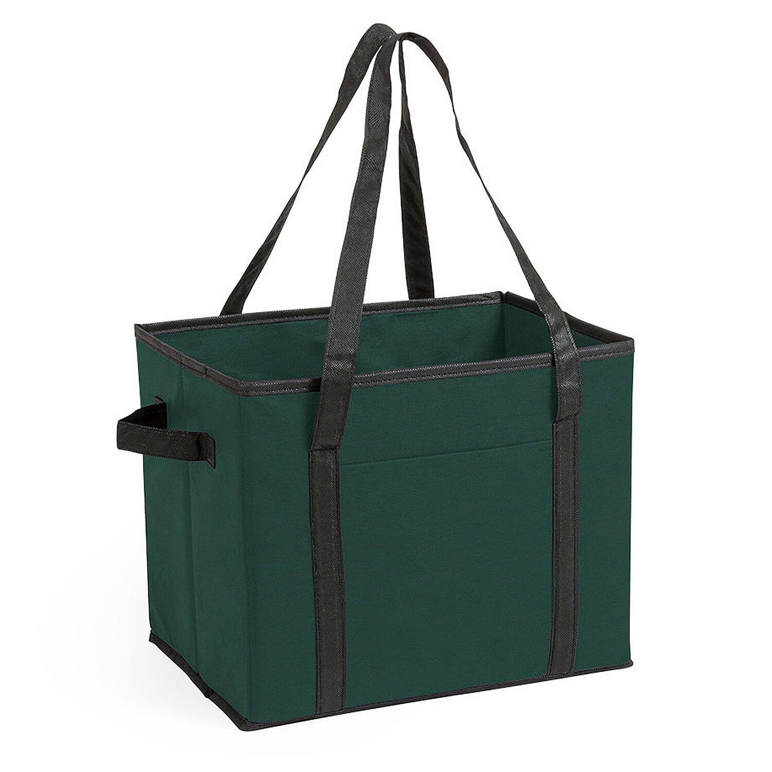 Organizer pieghevole per baule Nardelly, realizzato in resistente tessuto non tessuto, con manici, tasca frontale e base rigida.