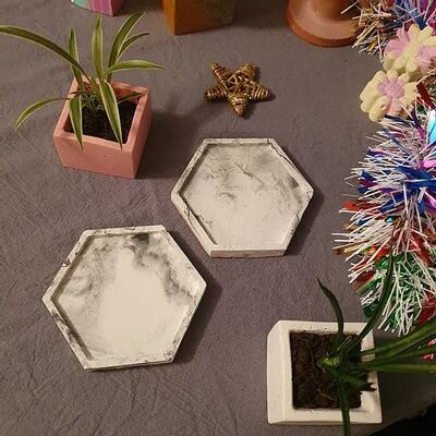 Sous-verres hexagonaux en marbre mono