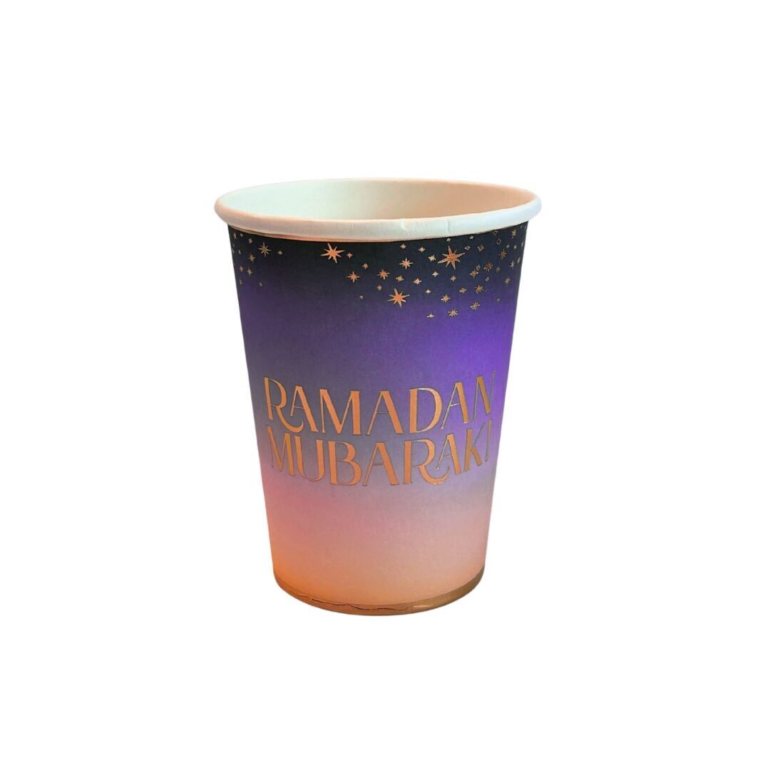 Ramadan Mubarak Party Cups (10pk) - Purple & Gold