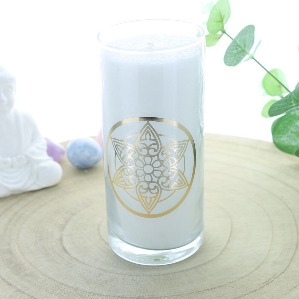 White Vegetable Wax Mandala Candle
