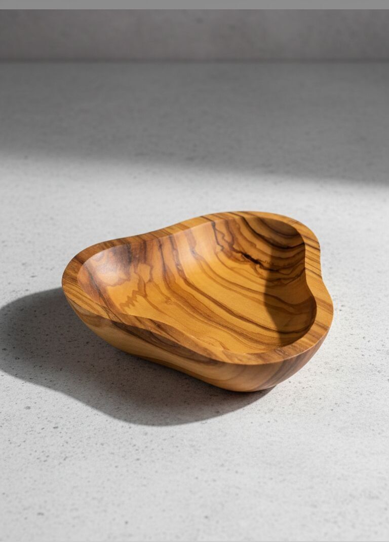 Handgefertigte herzförmige Schalen aus Olivenholz – Rustikale, natürliche Vorspeisenplatten