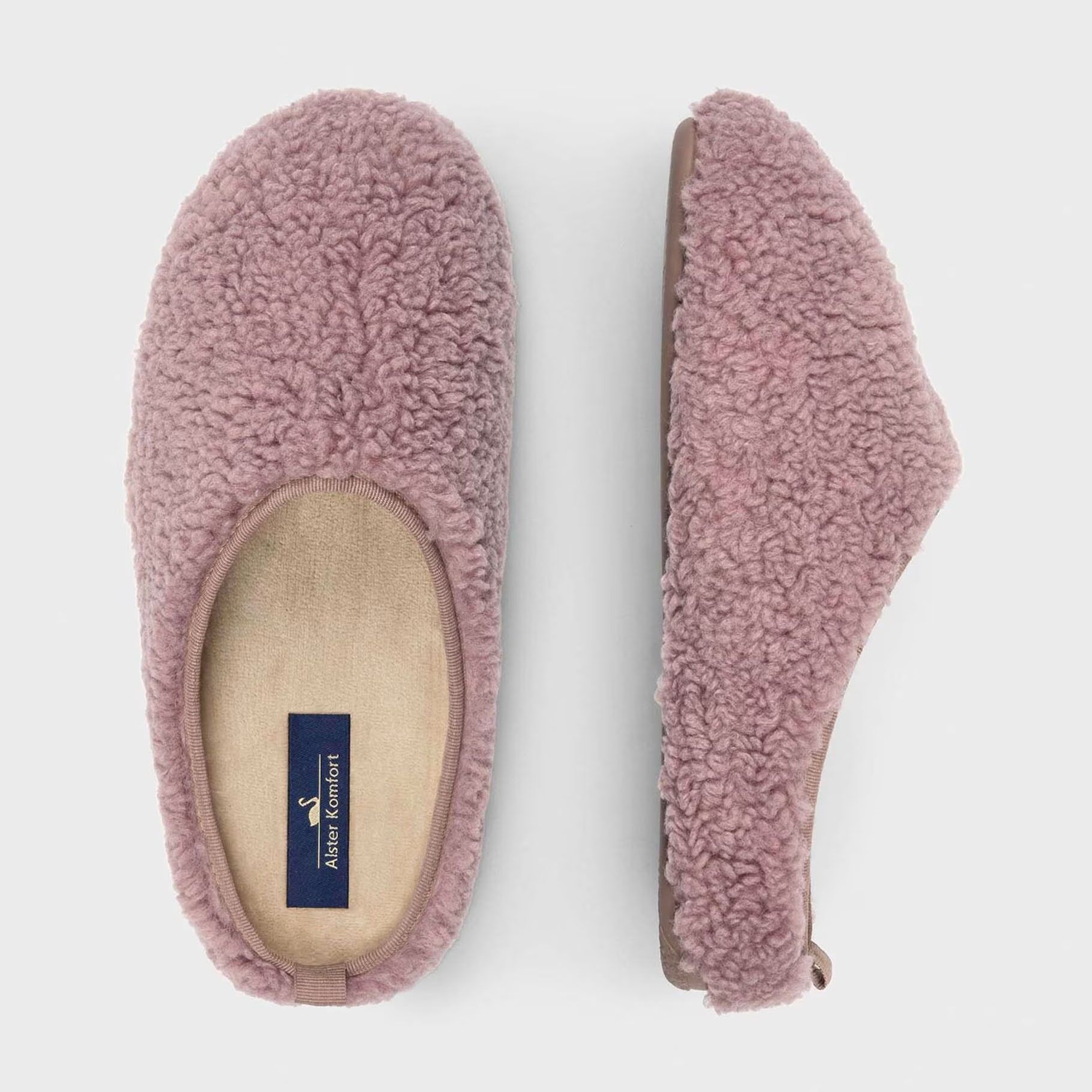 Burma Rosa Makeup Alster Komfort – Pantofola da casa con fodera in pelle di pecora e suola in gomma