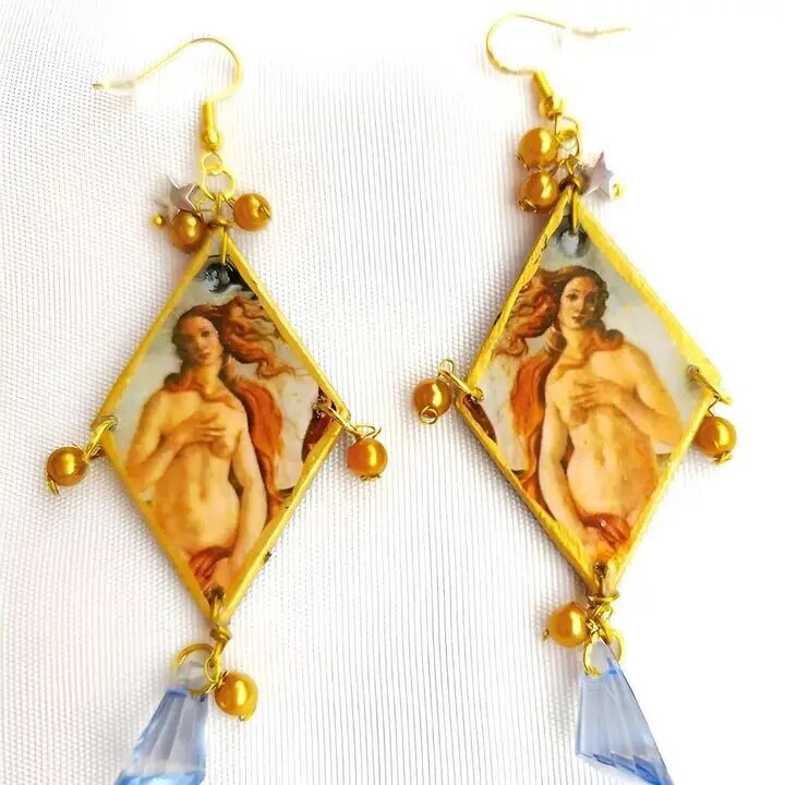 Earrings inspired by Botticelli's  The Birth of Venus