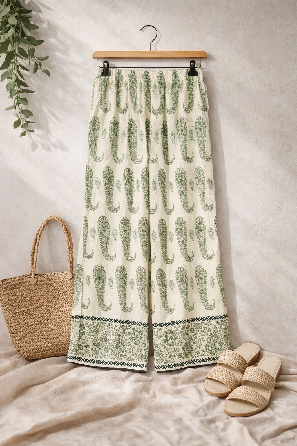 Fließende Hose mit Paisleymuster – Elastischer Bund mit Taschen PAB522