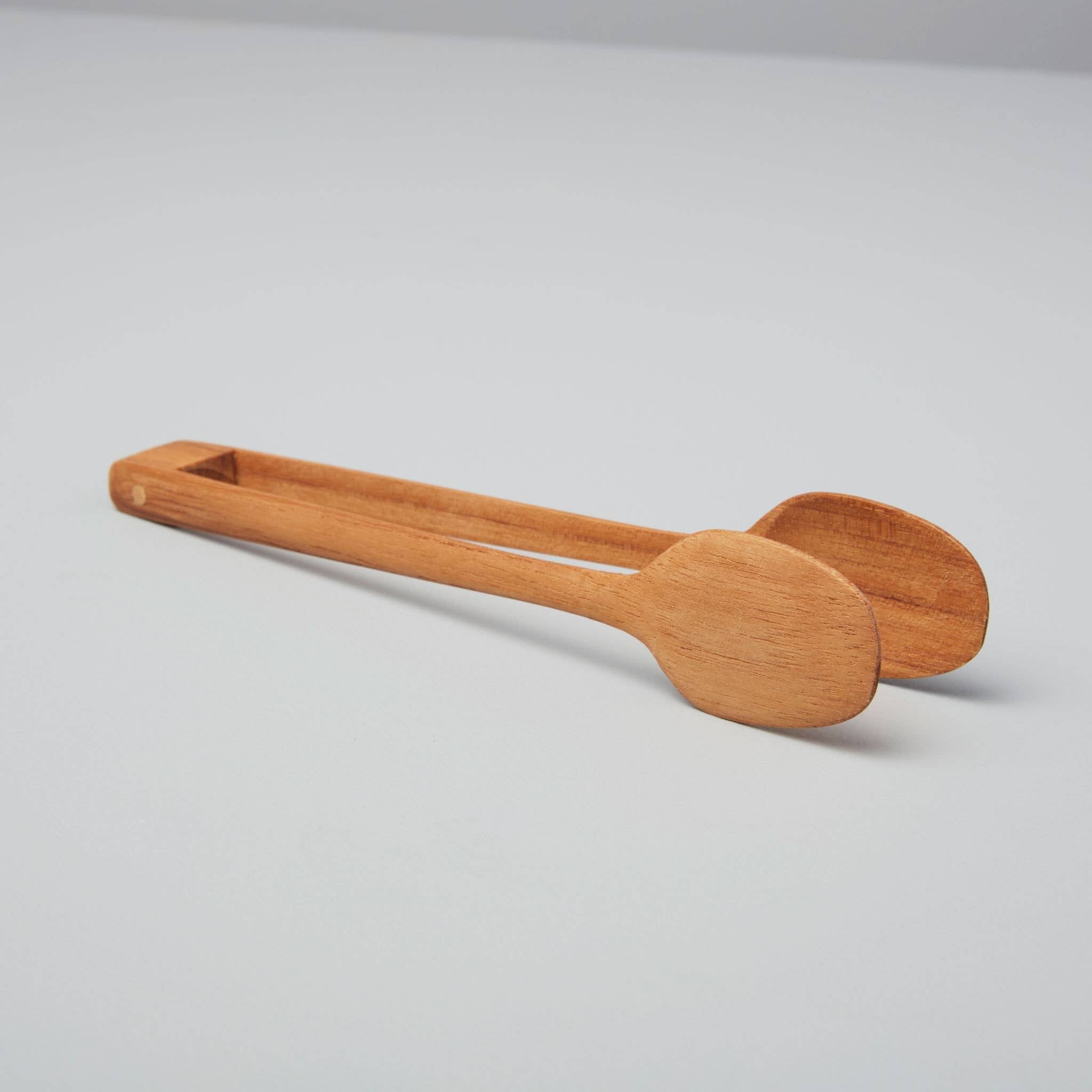 Teak Oval Tongs, Small