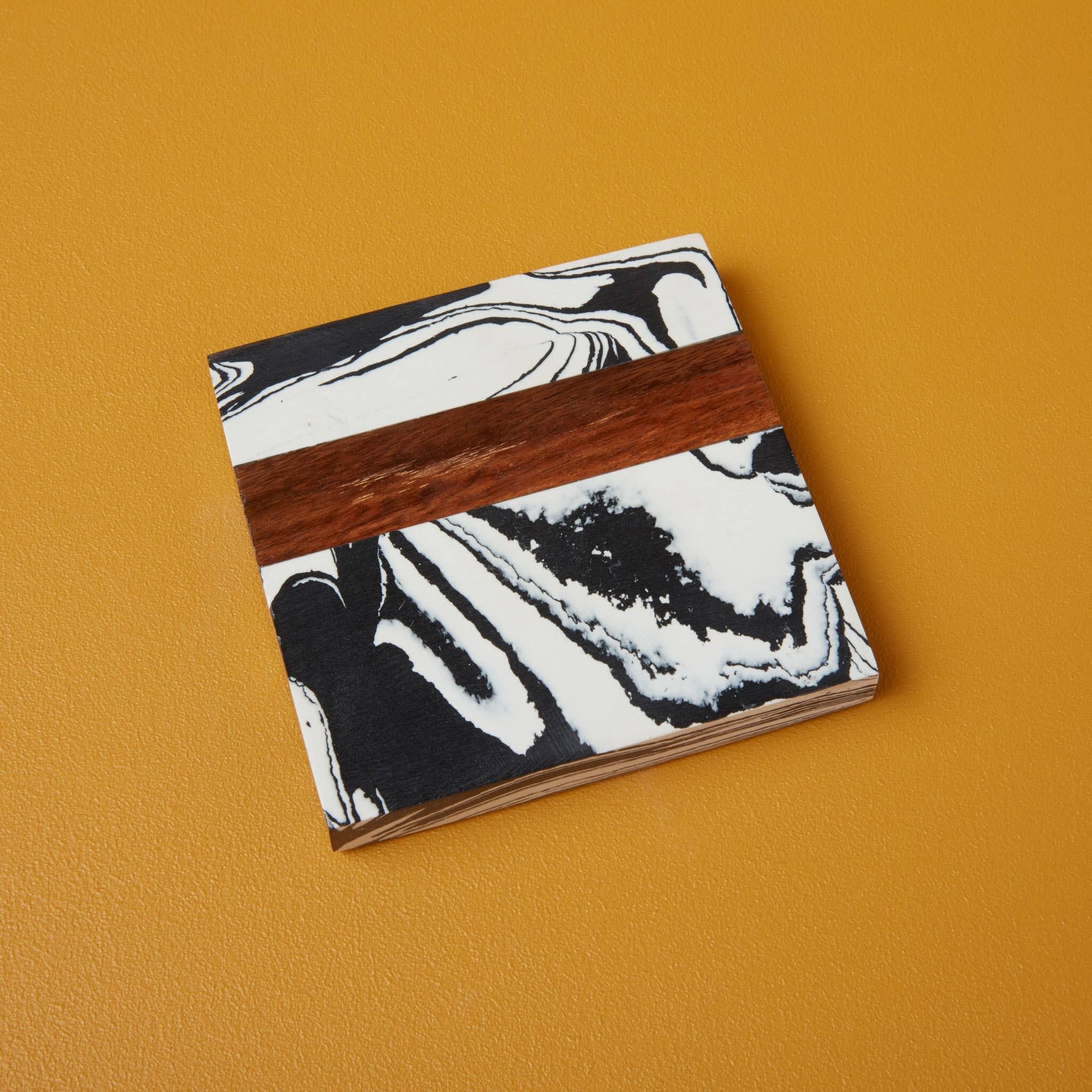 Zebra Marble & Wood Coaster, Individual