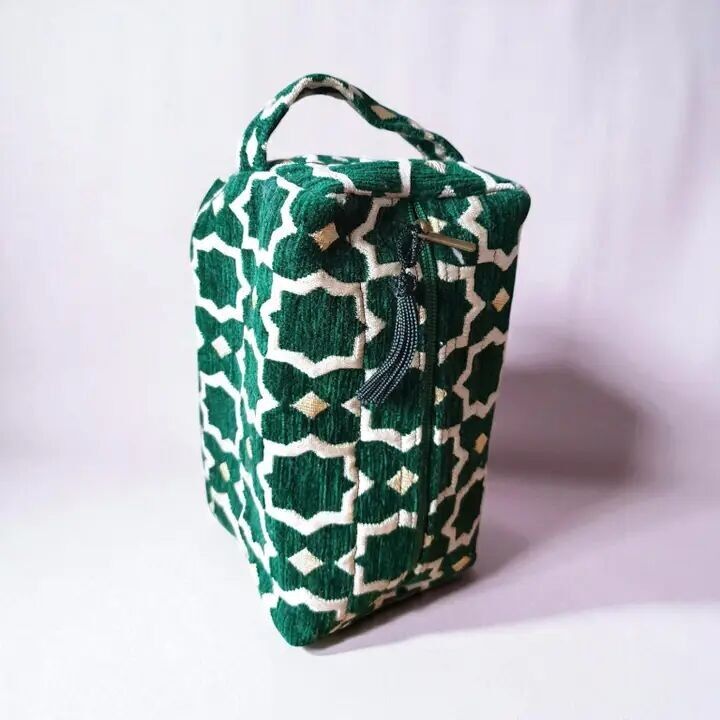 Bolsa multiusos de terciopelo marroquí hecha a mano: neceser de brocado de lujo