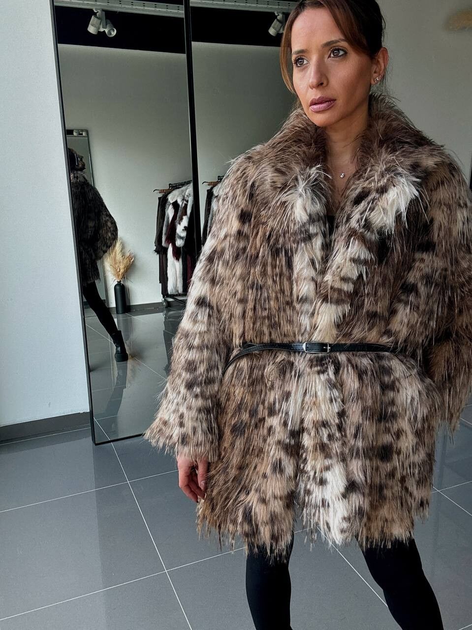 Cappotto in pelliccia sintetica – Leopardo oversize intenso e voluminoso