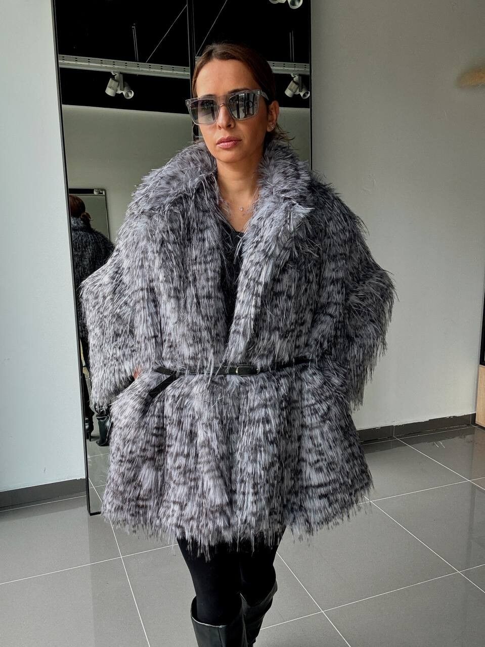 Abrigo de piel sintética – Leopardo extragrande intenso y voluminoso