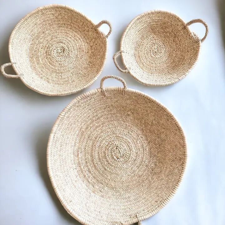 Natürlicher Tischkorb – Marokkanischer großer geflochtener Tellerkorb