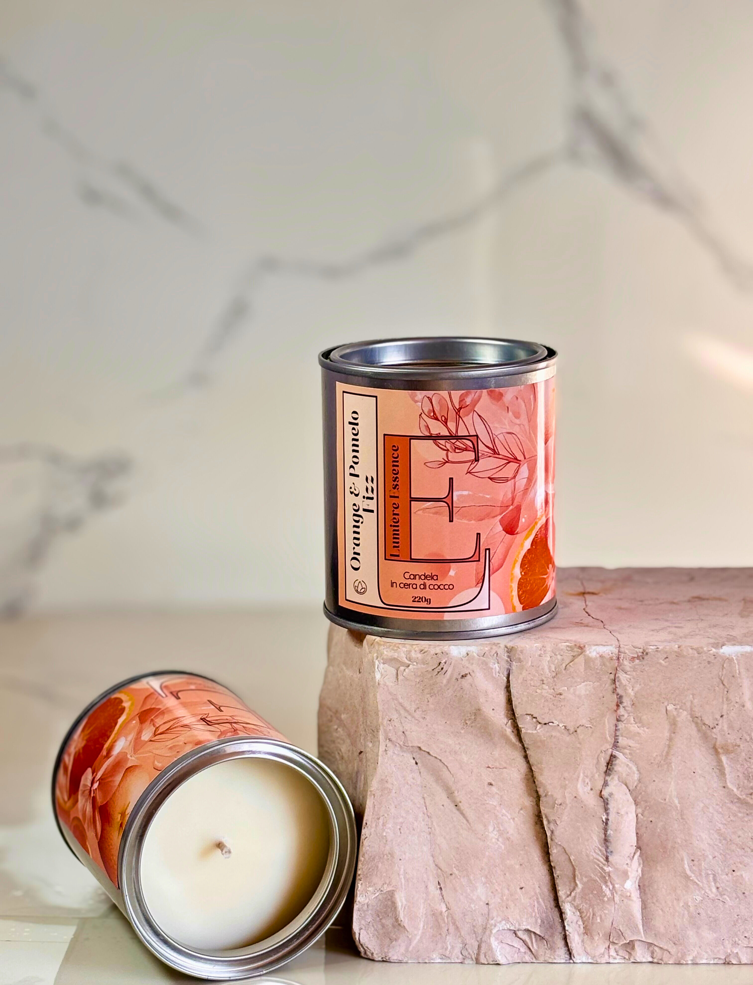 Candela naturale – Arancia e pompelmo Fizz 220 g | Lumière Essence