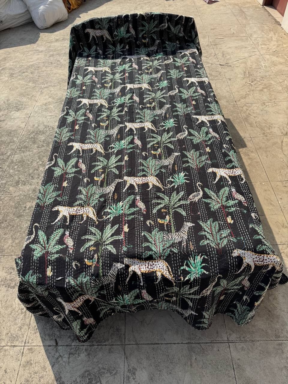 Edredón kantha - manta kantha hecha a mano