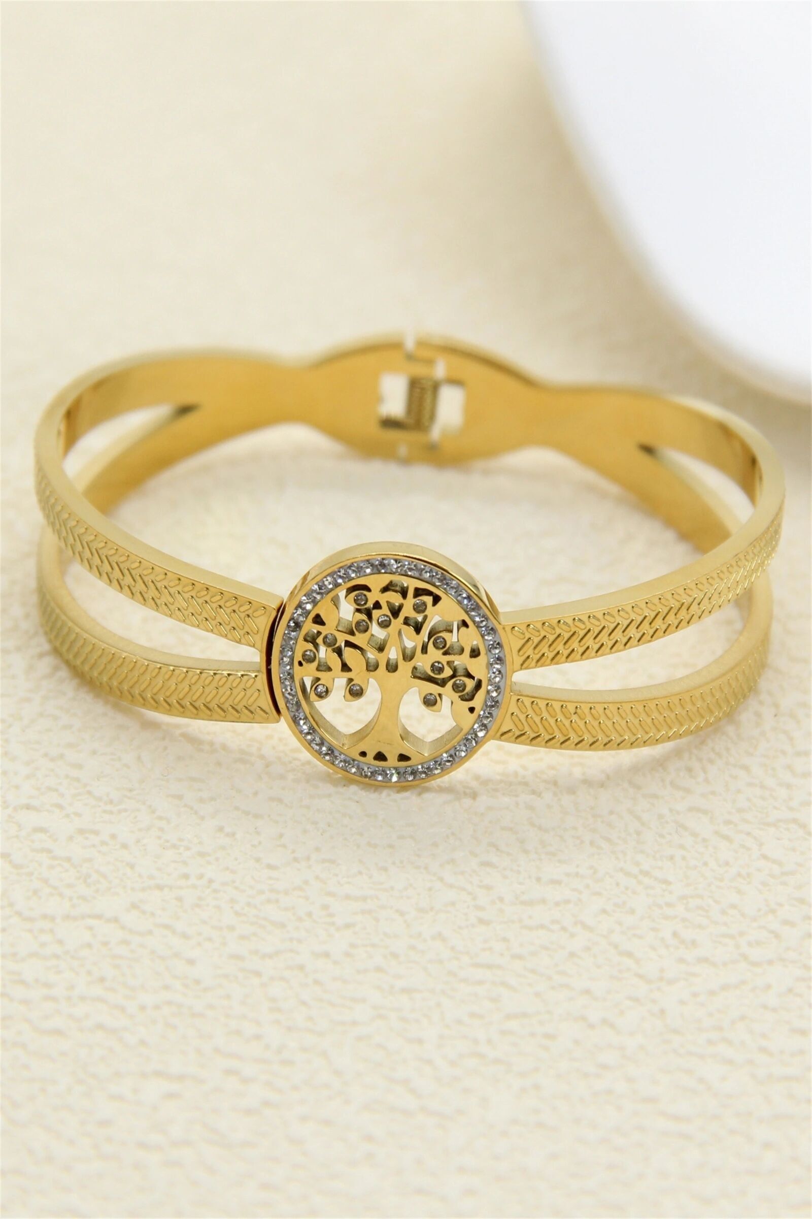 Bracelet Jonc Arbre de Vie en Acier Inoxydable – Élégance Symbolique