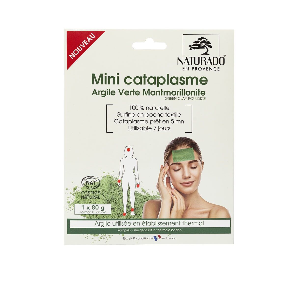 Mini-Montmorillonit-Umschlag aus grünem Ton, 1 x 80 g, NEU