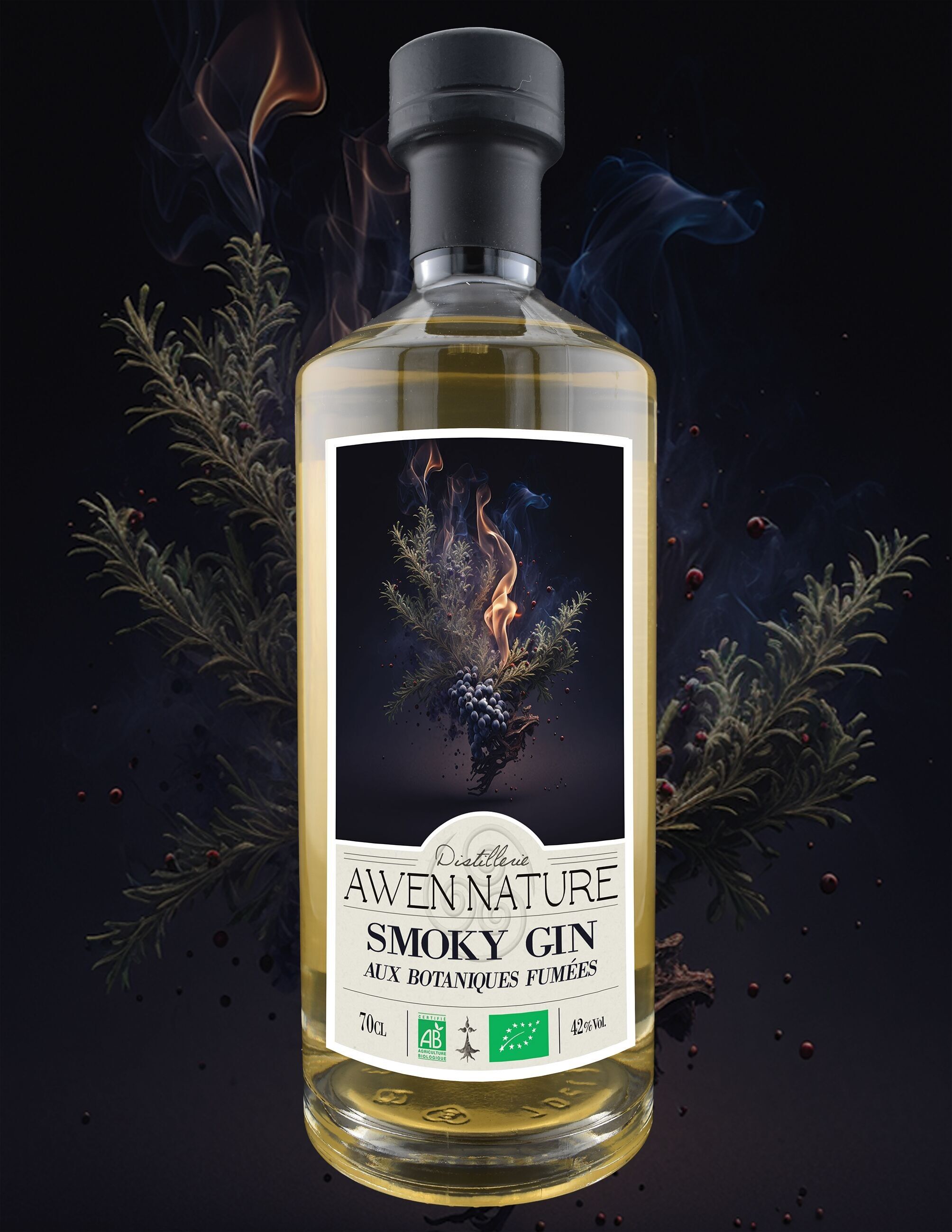 Smoky Gin - Gin aux botaniques fumées 70cL "BIO"