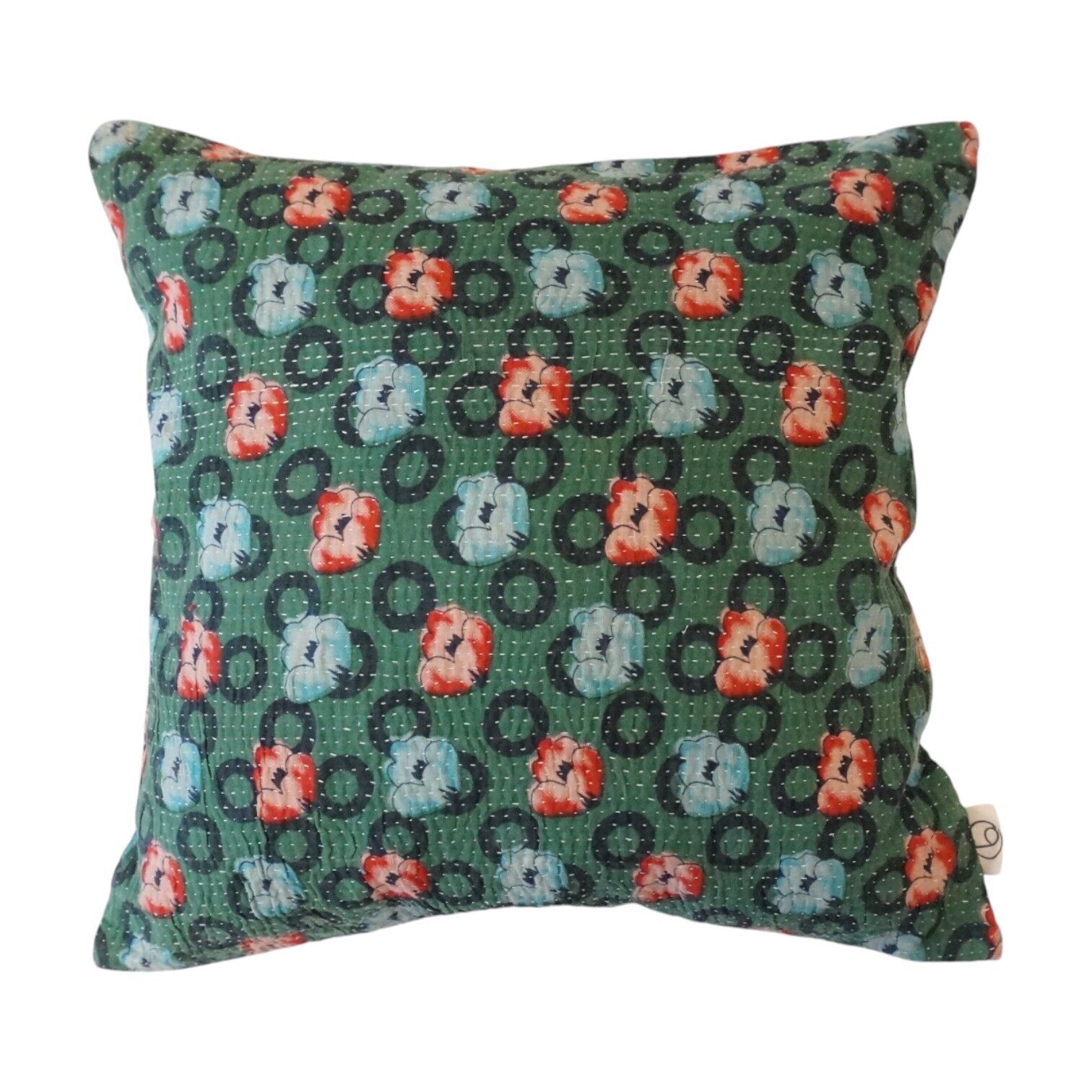 Quadratisches Kantha-Kissen Nr. 68