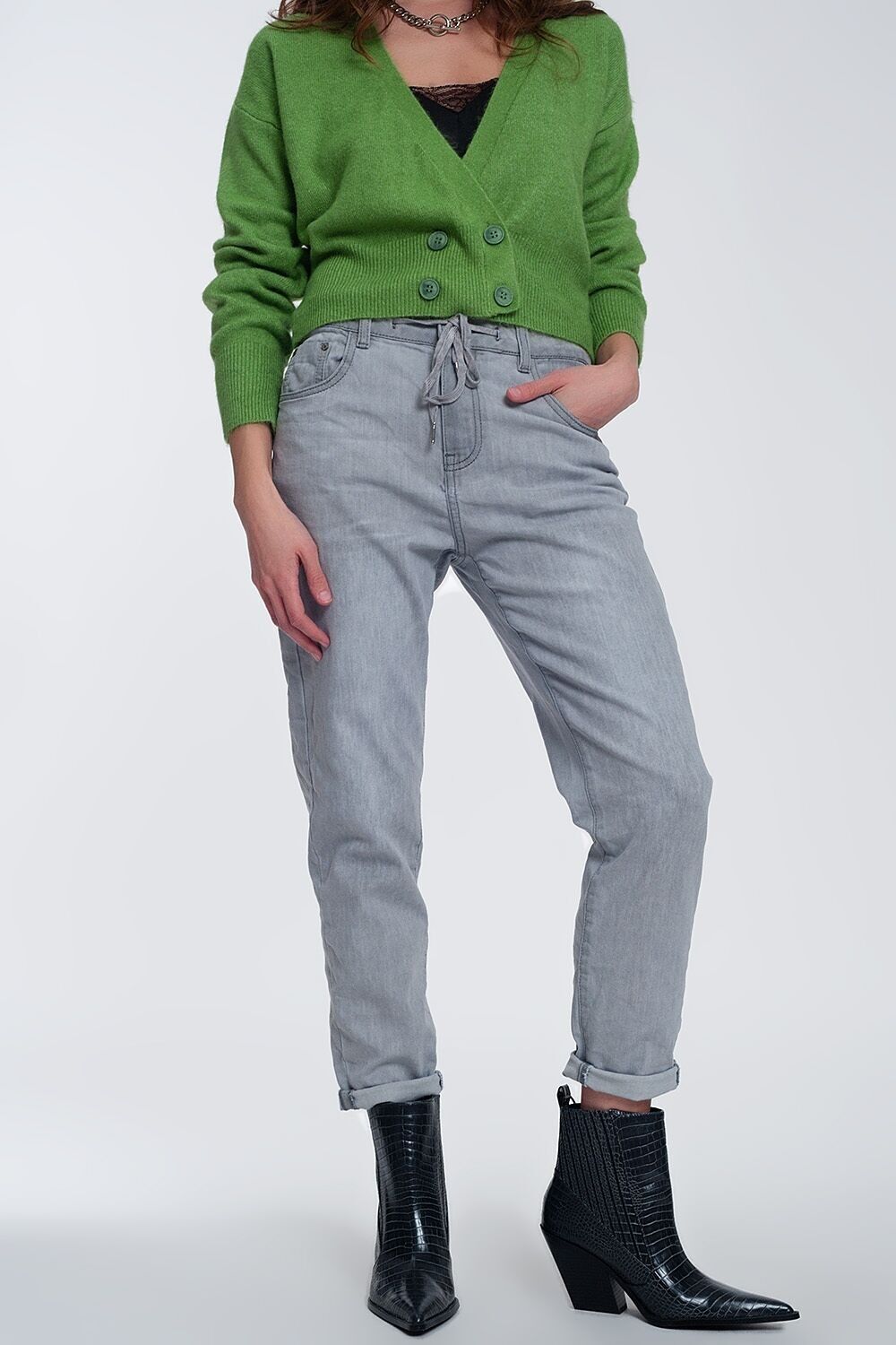 Leichte Jogger Jeans in Grau