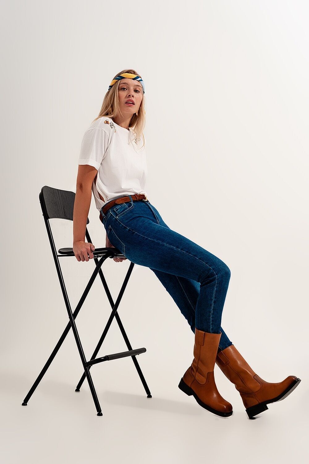 high waisted super skinny jeans in dark blue with high quality elastic