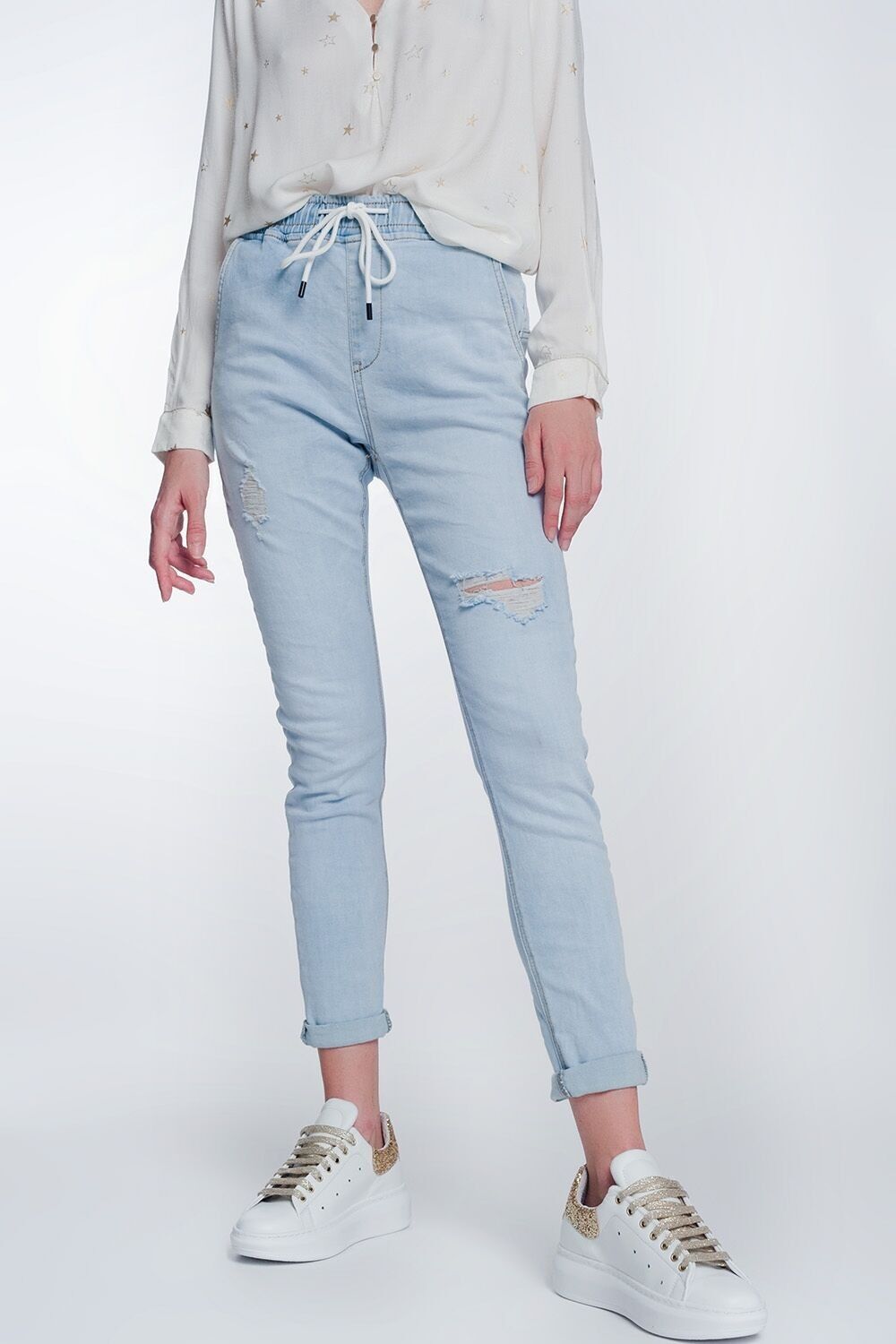 Jogger-Jeans in heller Waschung